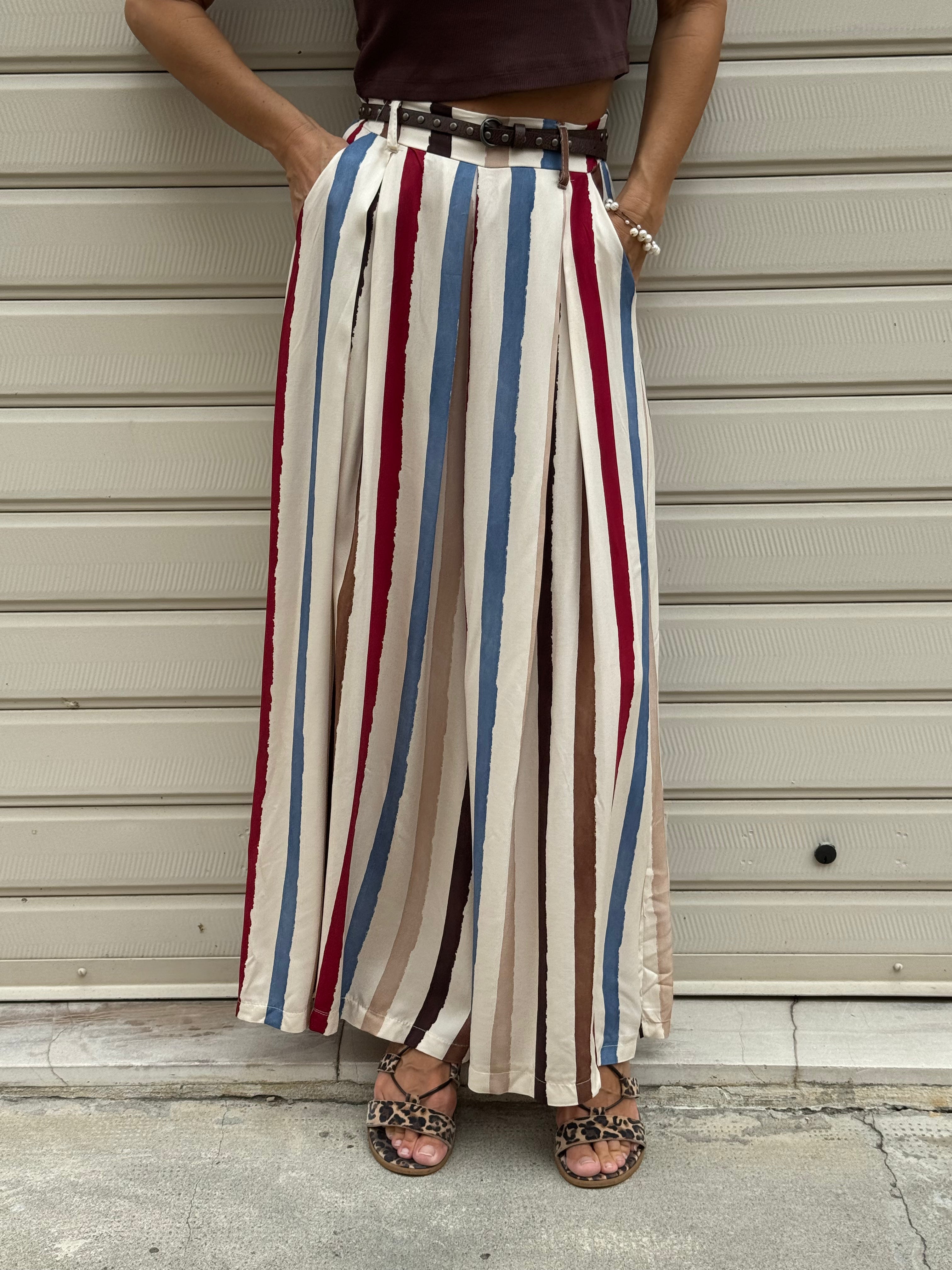 Gonna pantalone righe adora