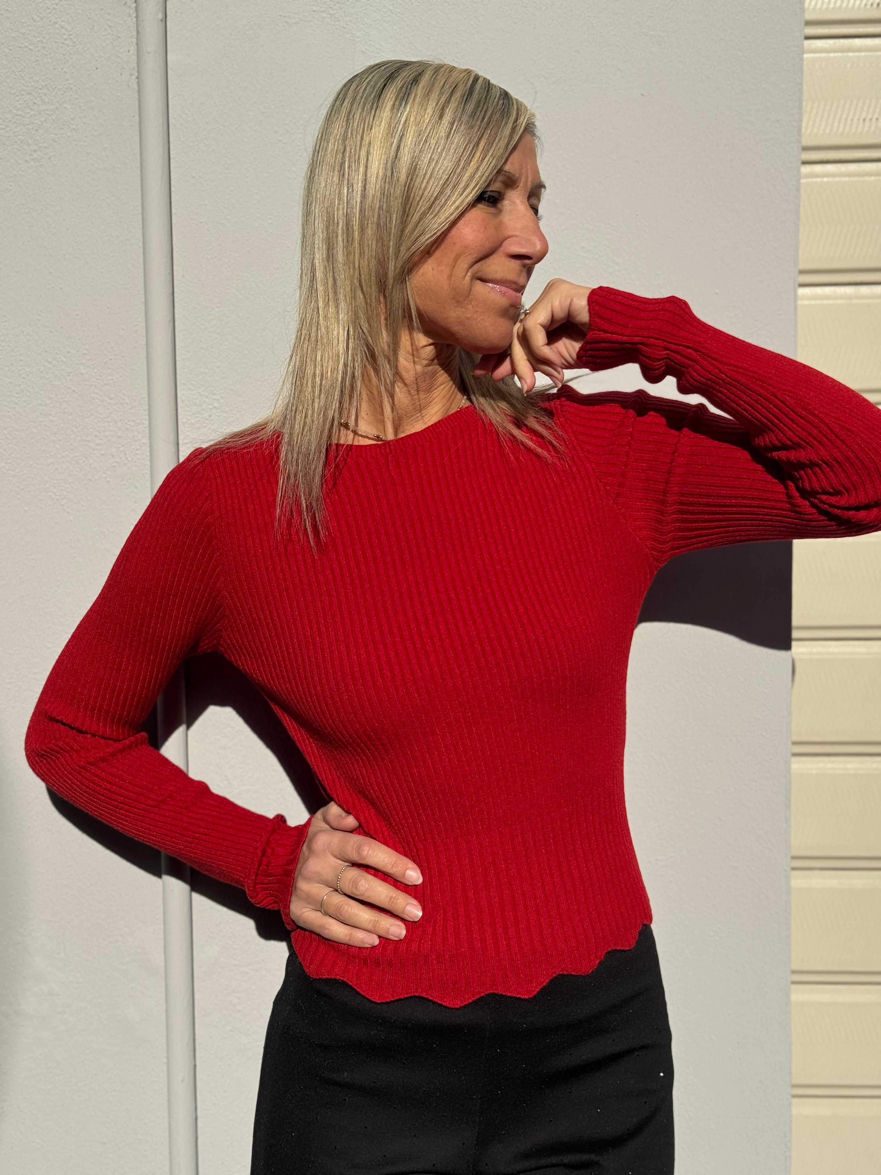 Maglia costine merletto