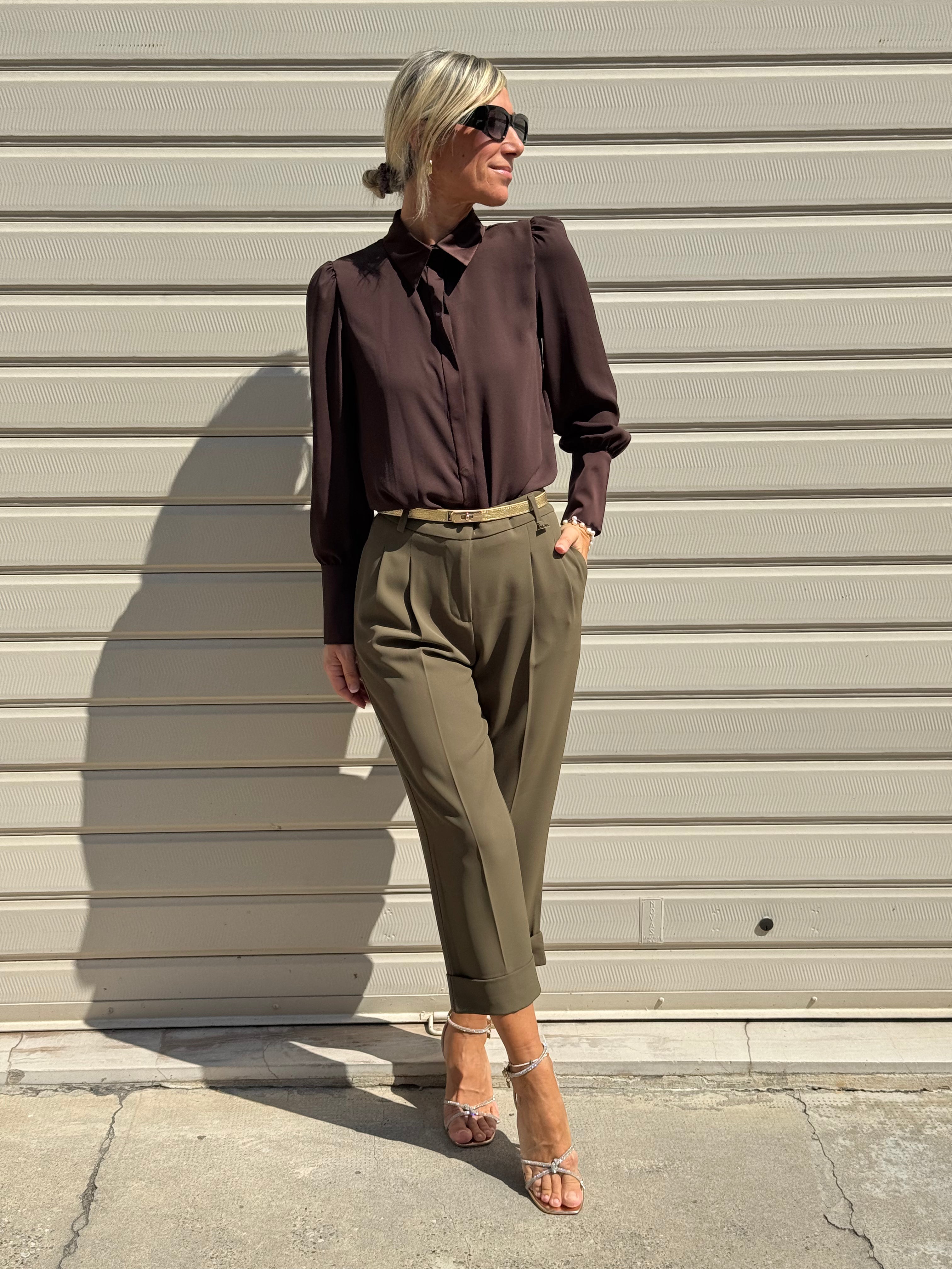 Pantalone cropped risvolto artigli