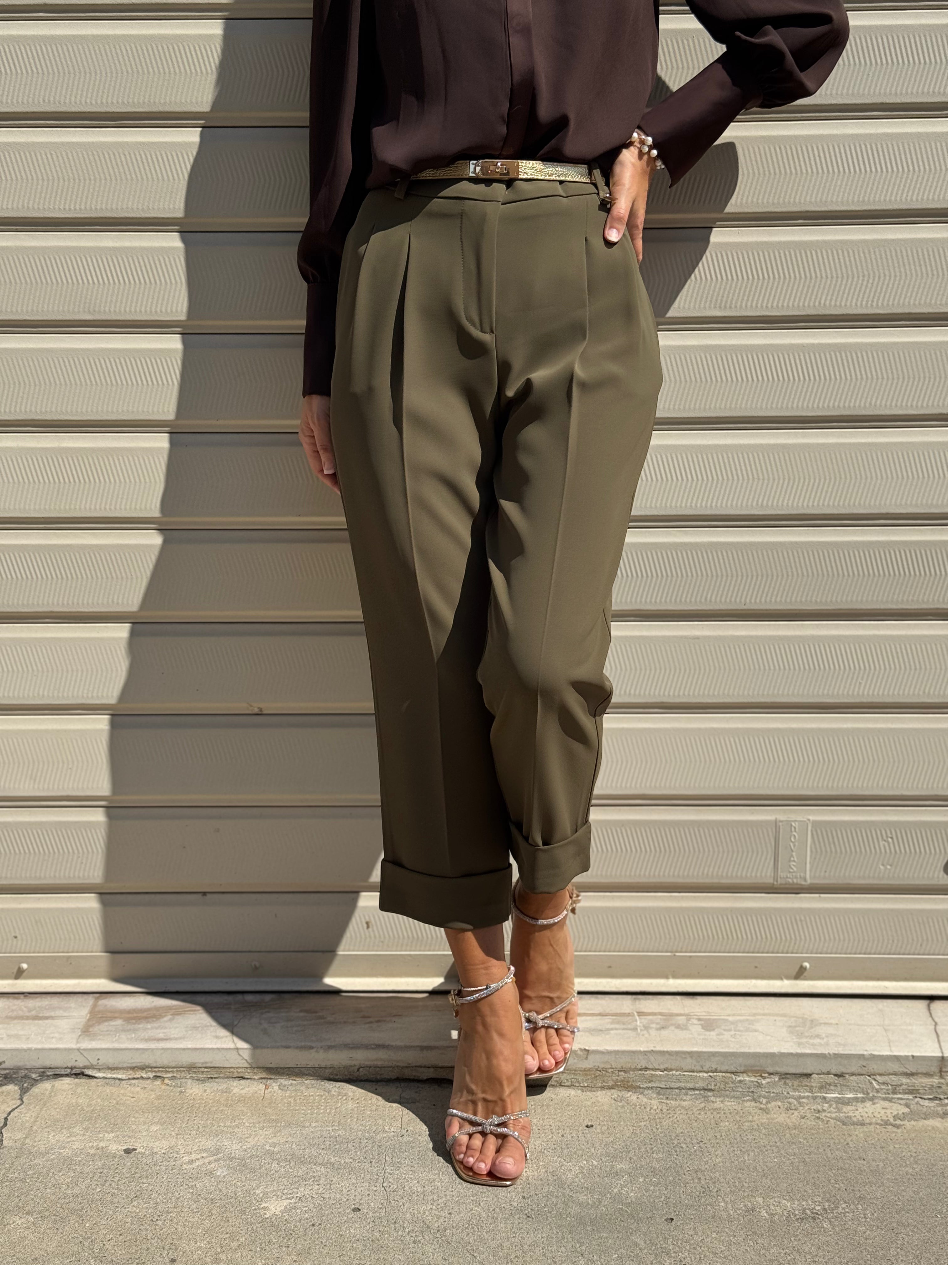 Pantalone cropped risvolto artigli