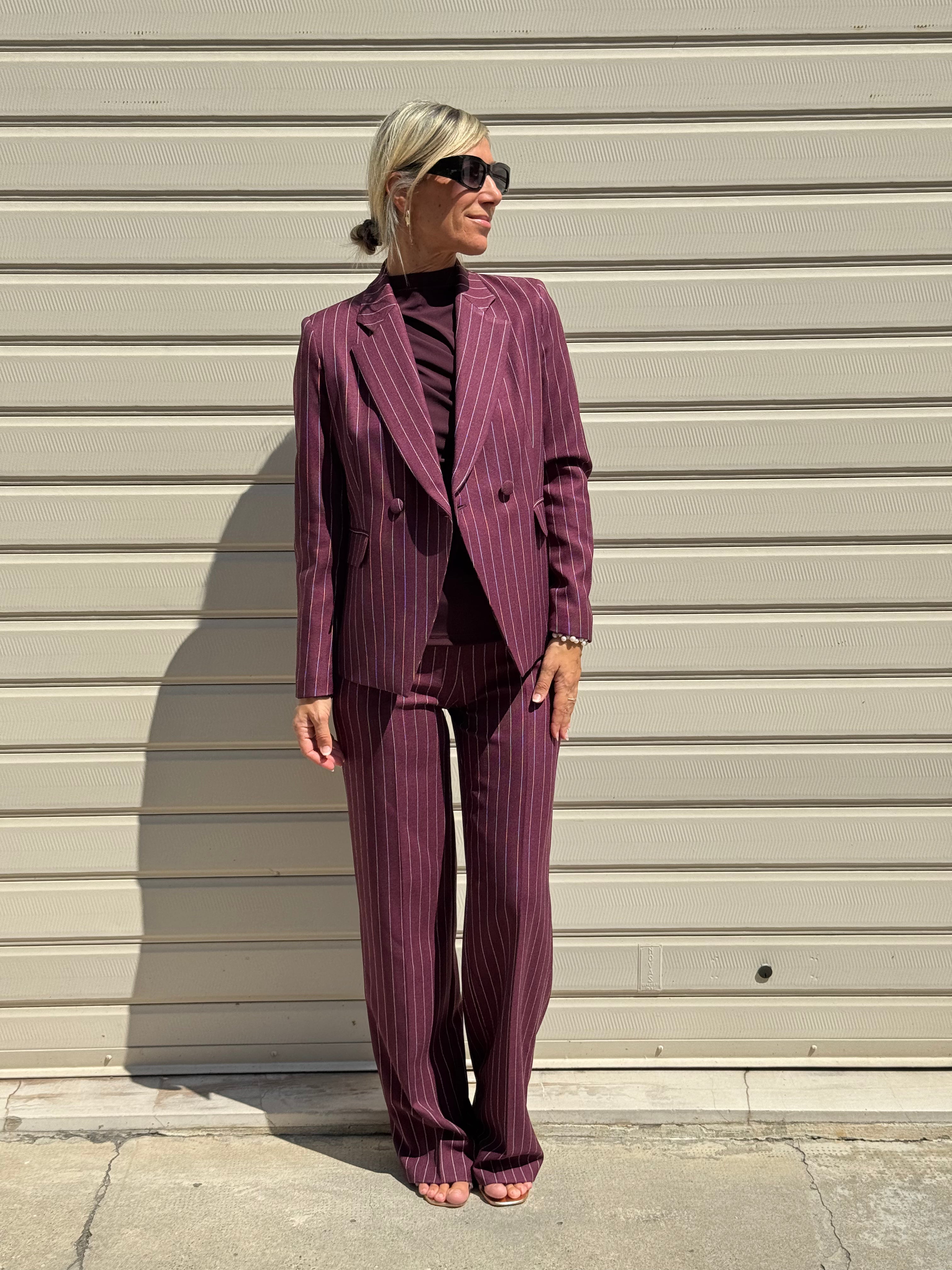 Pantalone palazzo gessato artigli