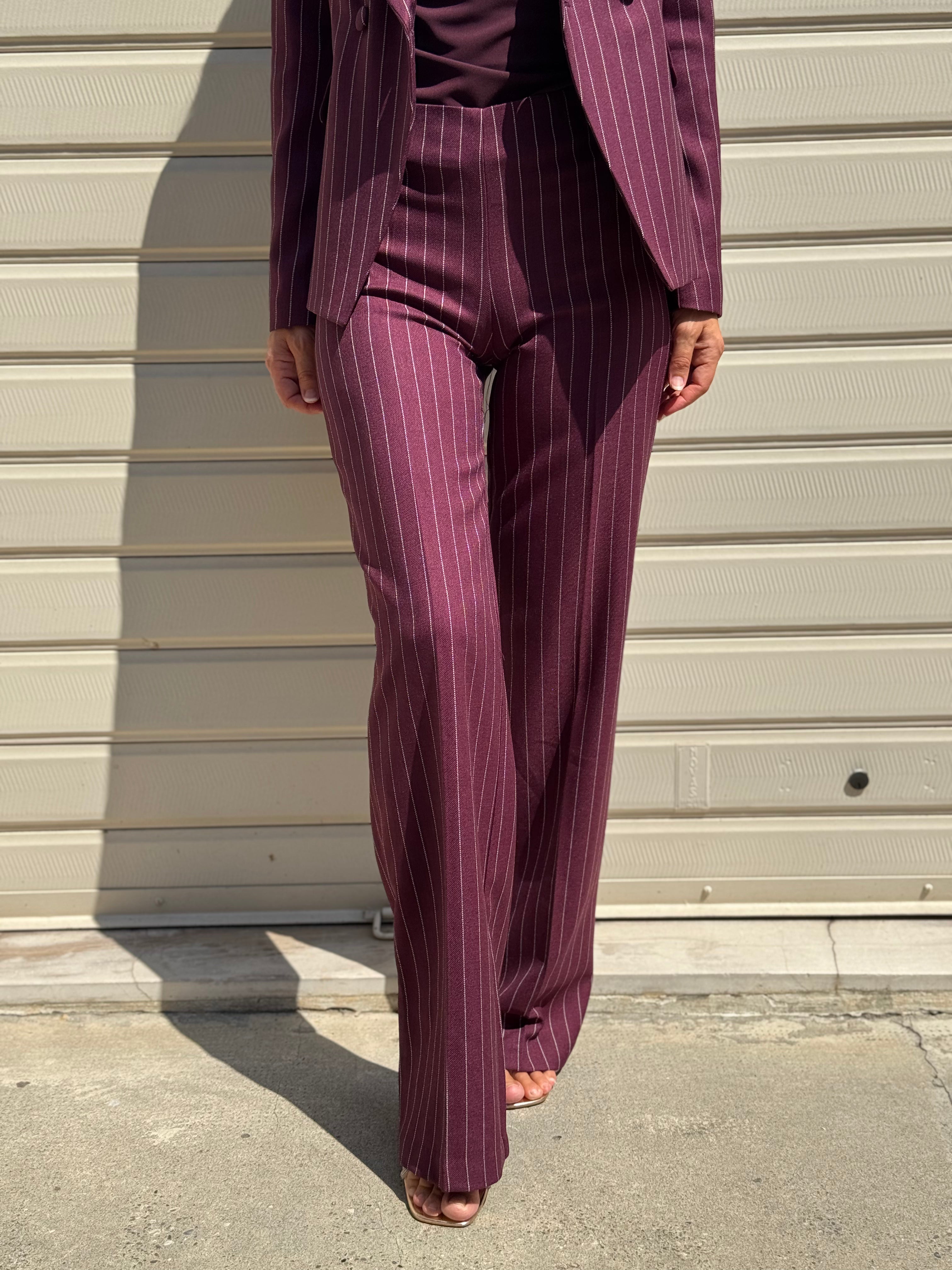 Pantalone palazzo gessato artigli
