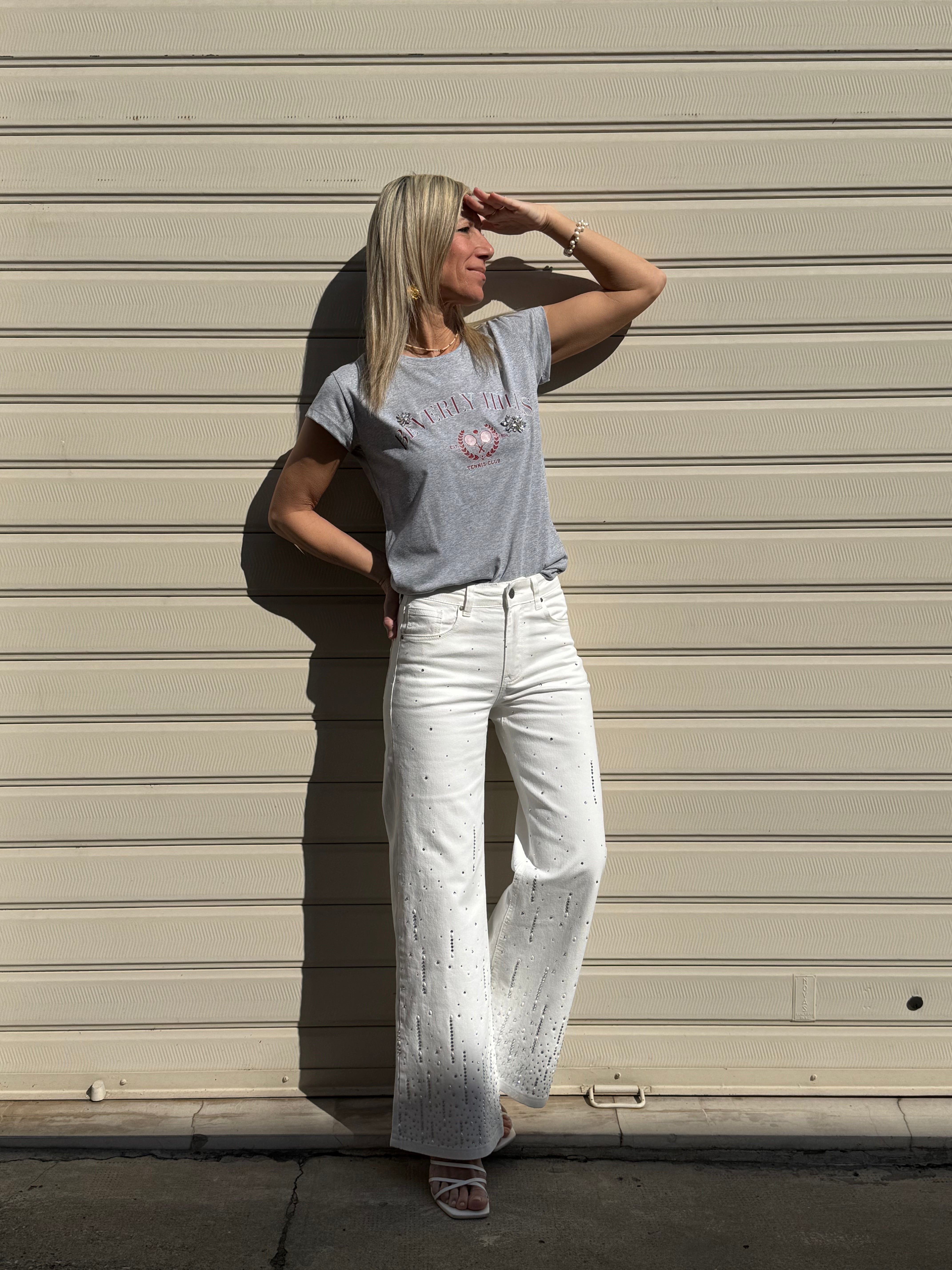 Jeans strass e perle mimì