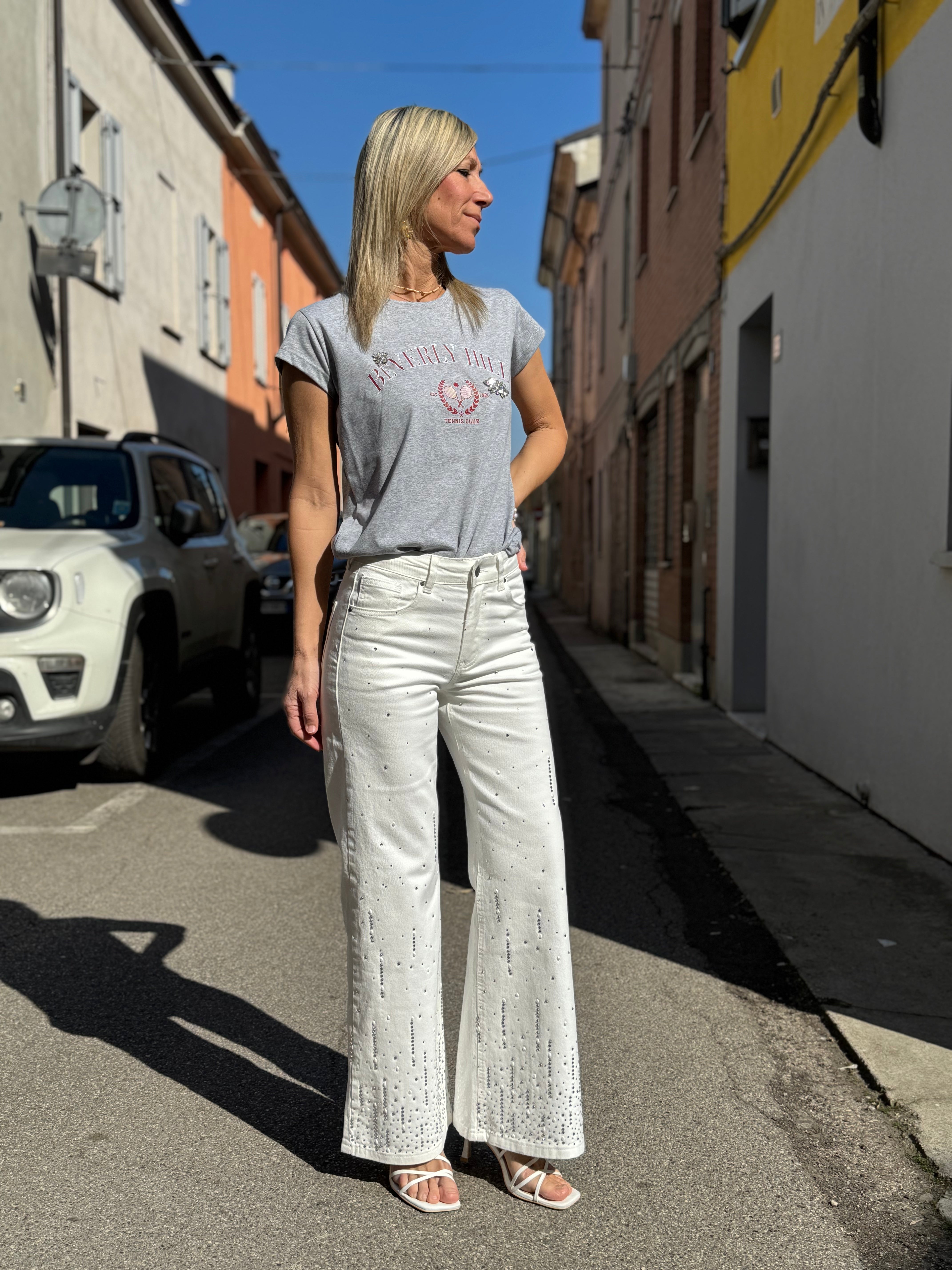 Jeans strass e perle mimì