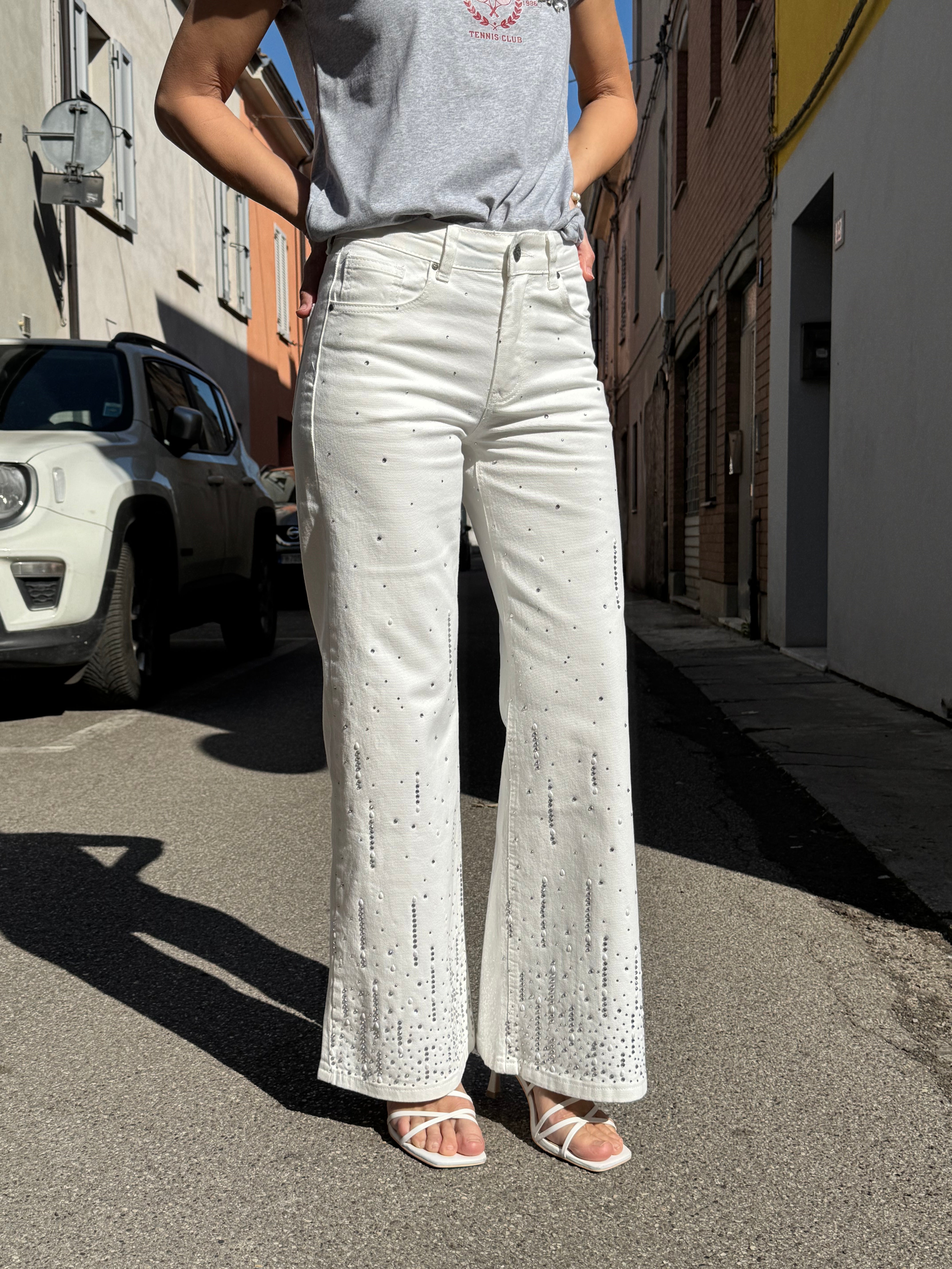 Jeans strass e perle mimì