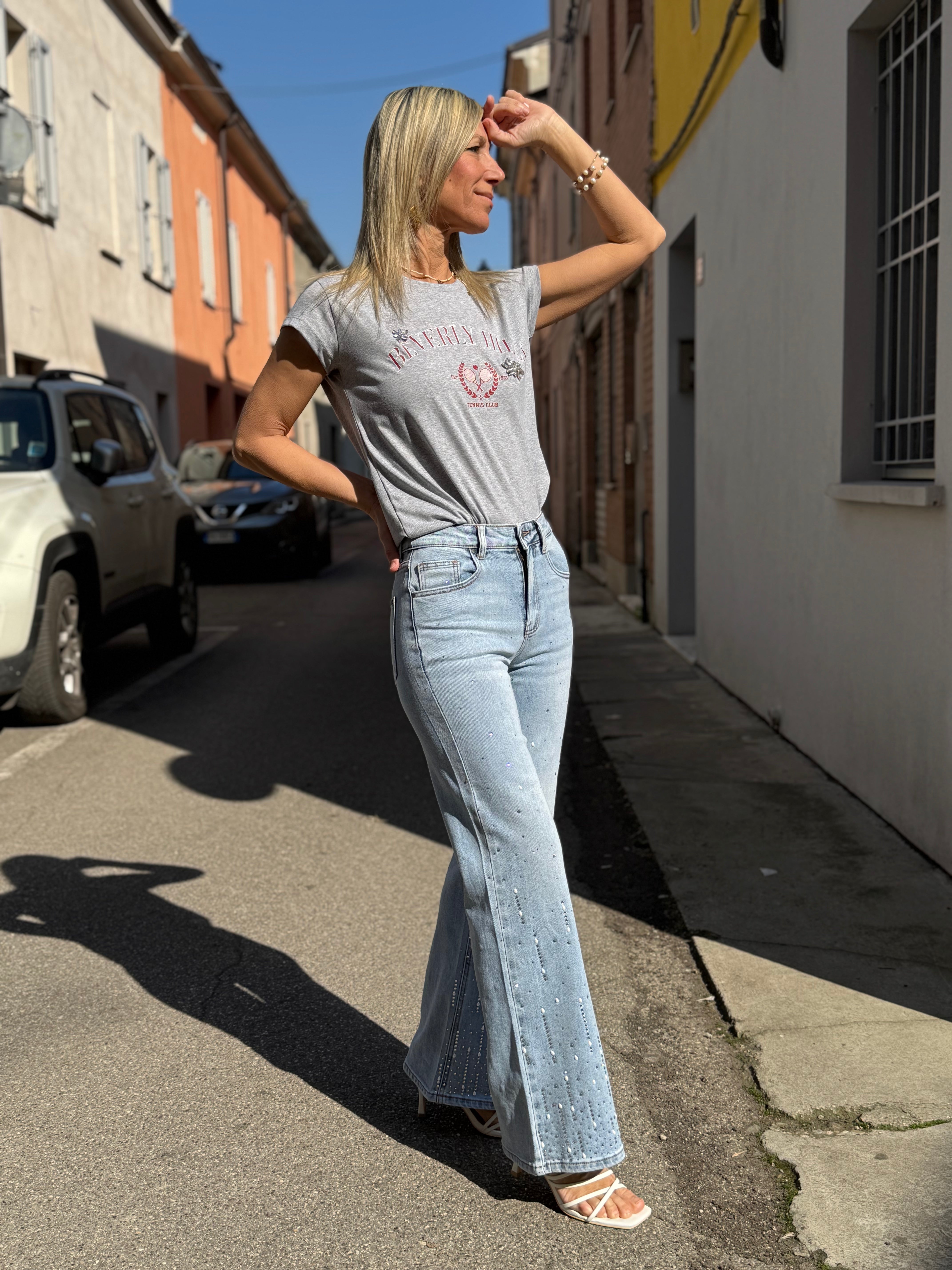 Jeans strass e perle mimì