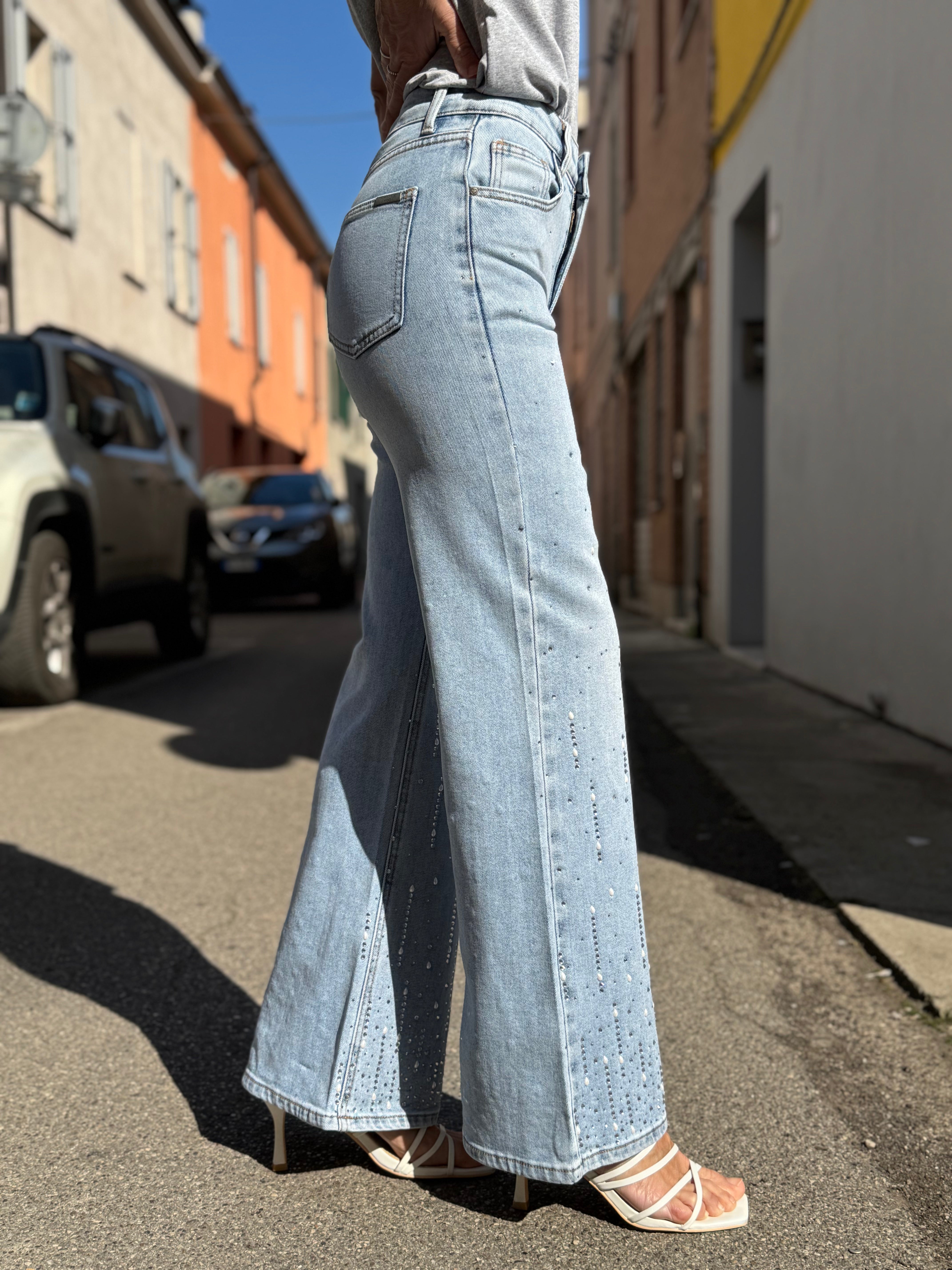 Jeans strass e perle mimì