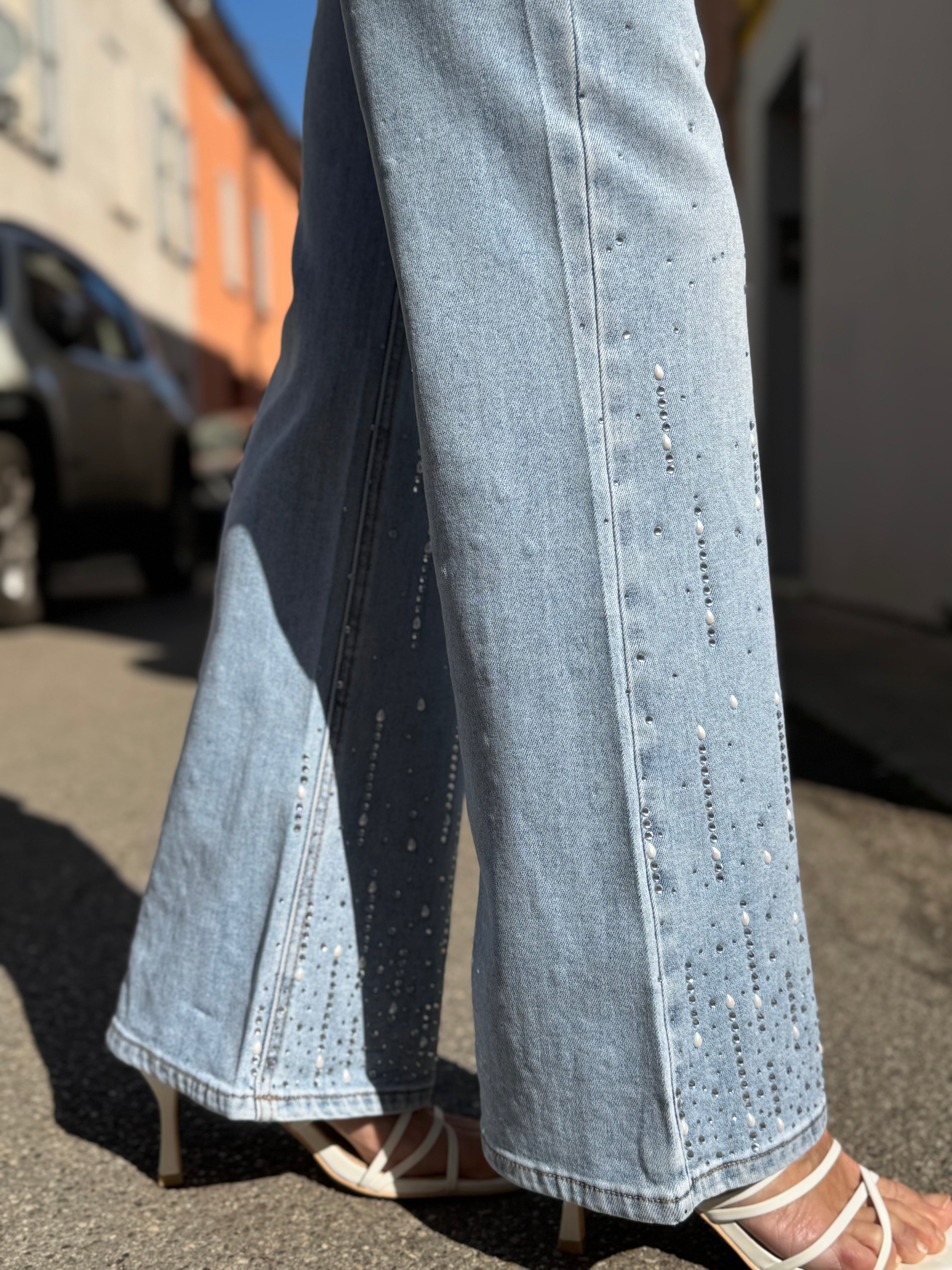 Jeans strass e perle mimì