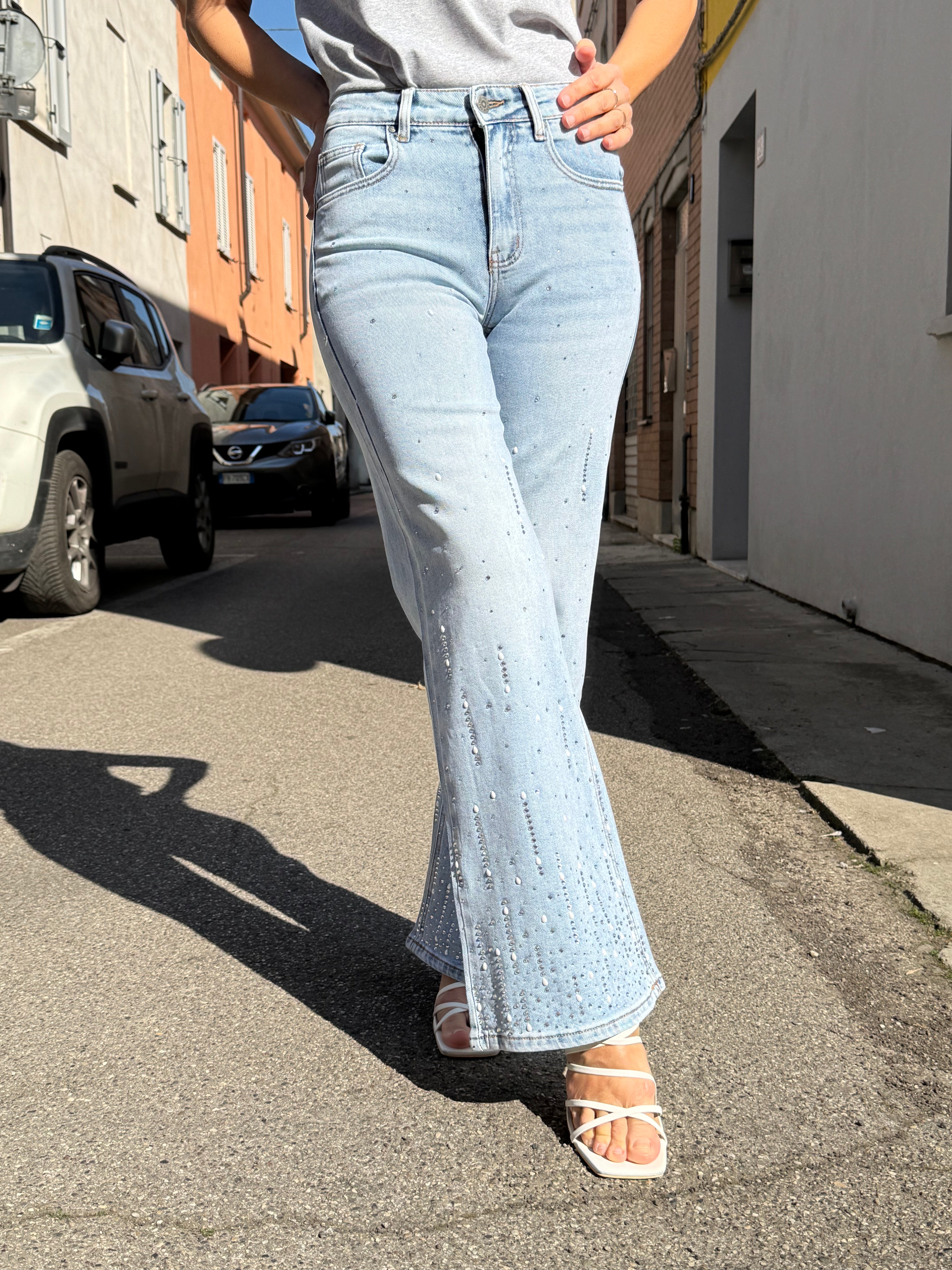 Jeans strass e perle mimì