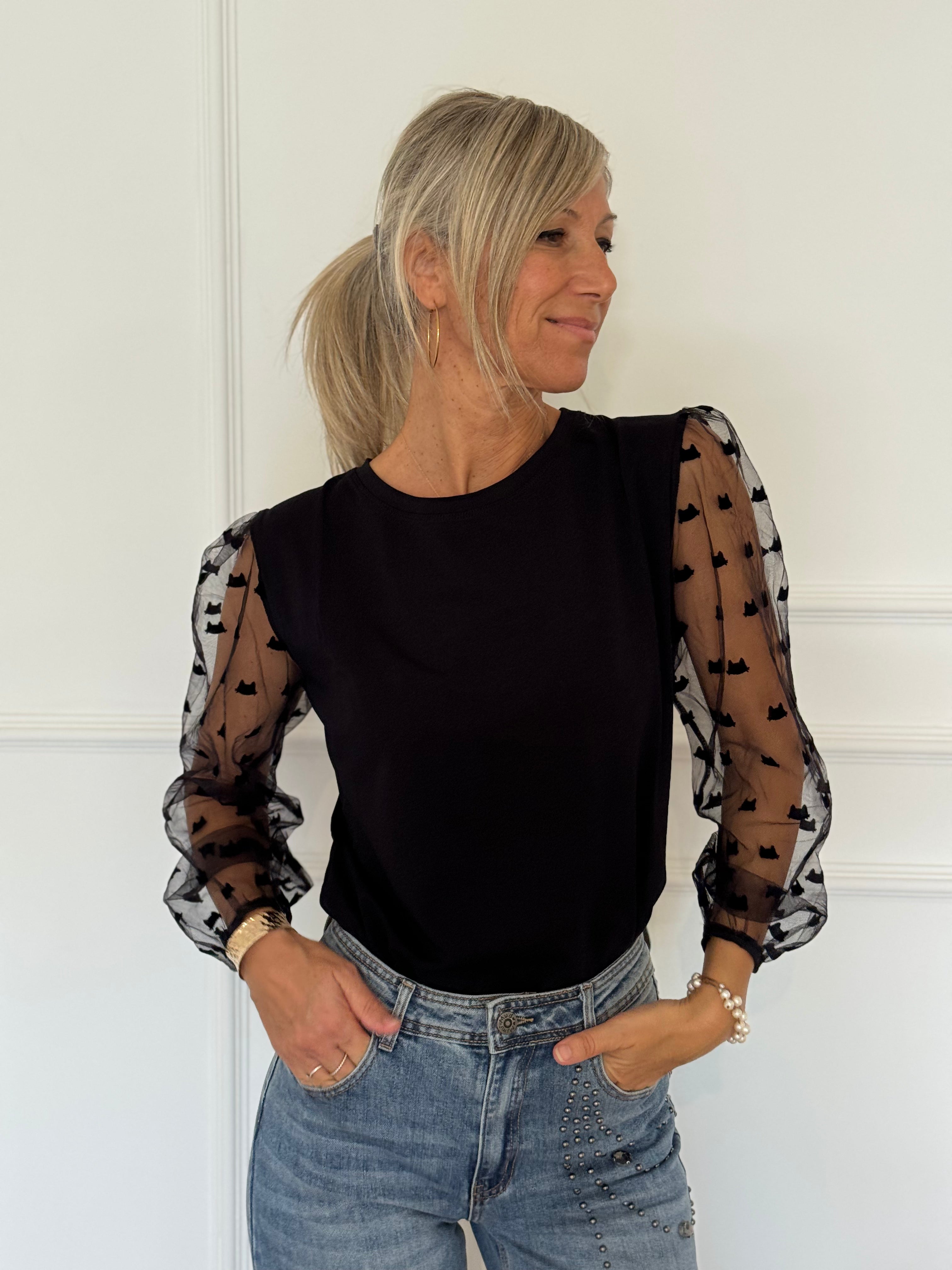 Tshirt manica tulle mimì
