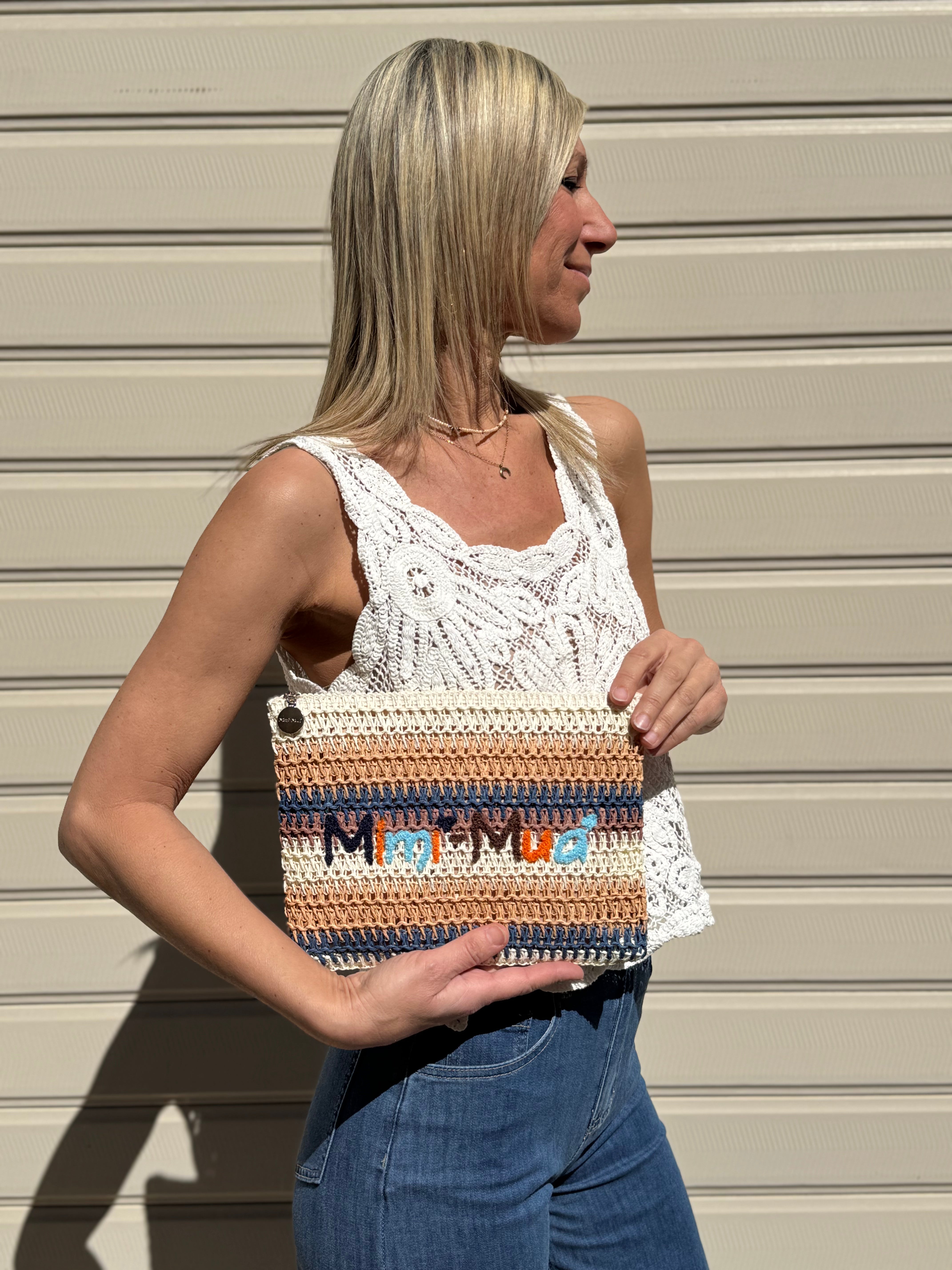 Pochette righe rafia mimì