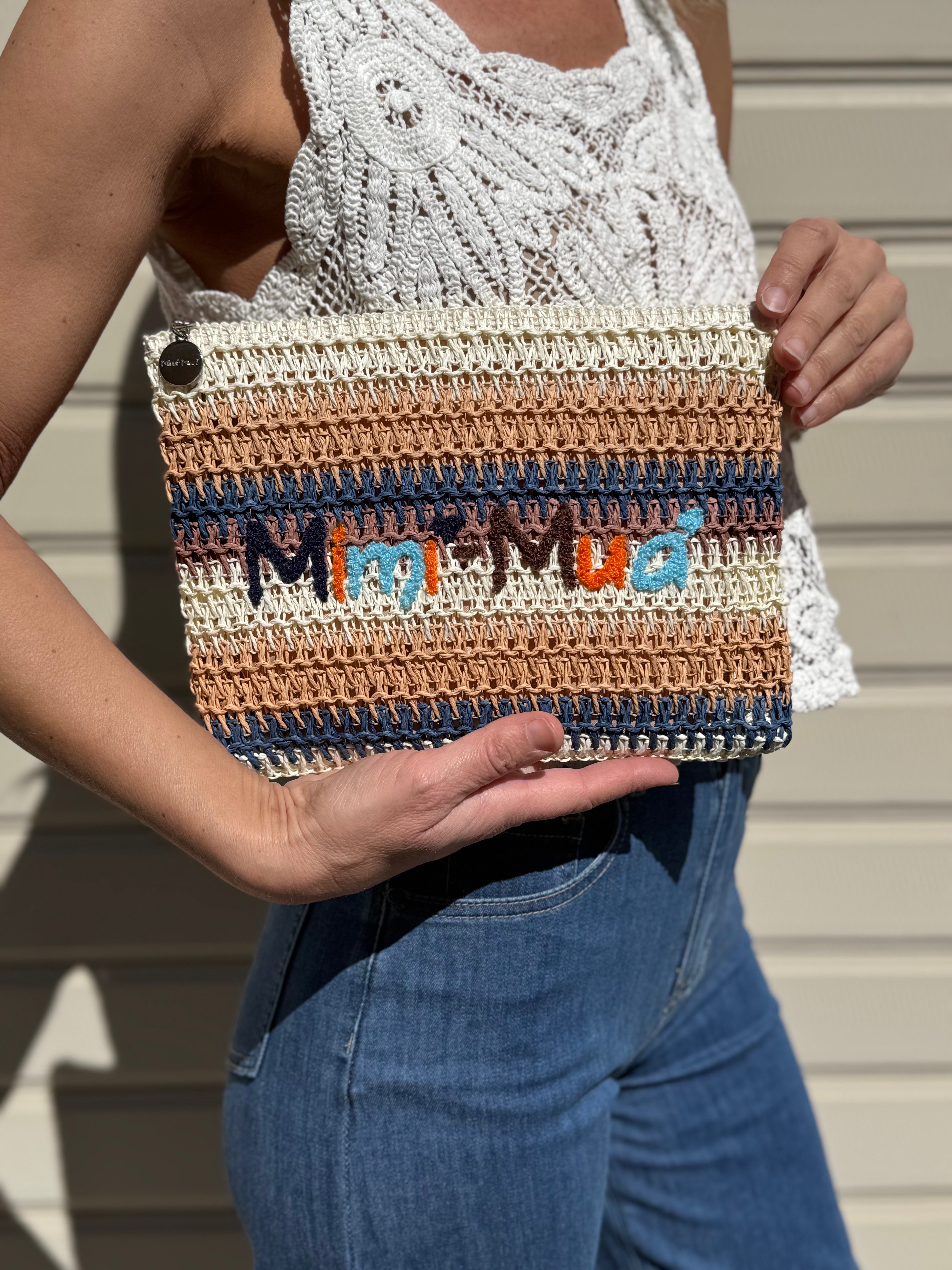 Pochette righe rafia mimì