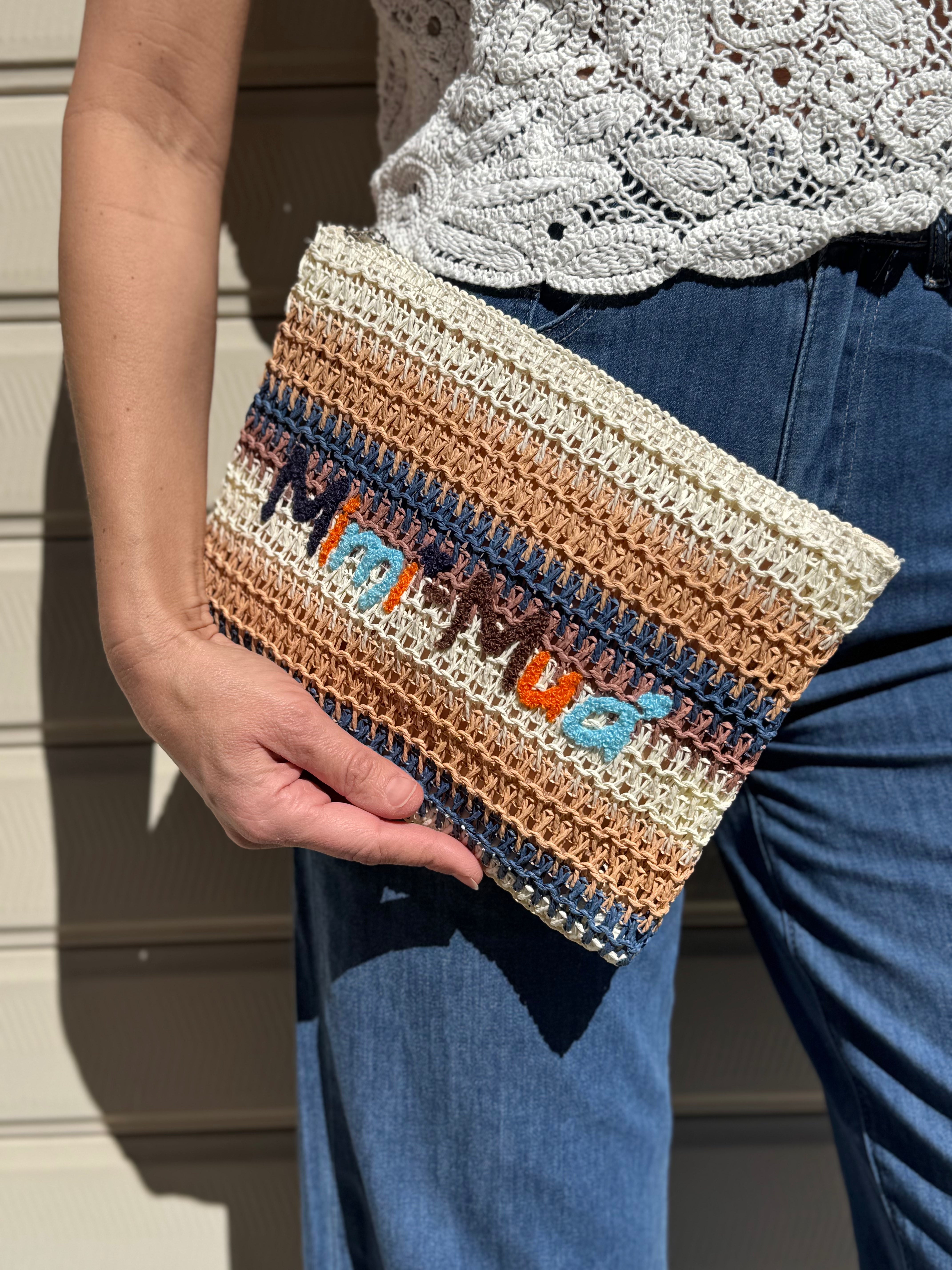 Pochette righe rafia mimì