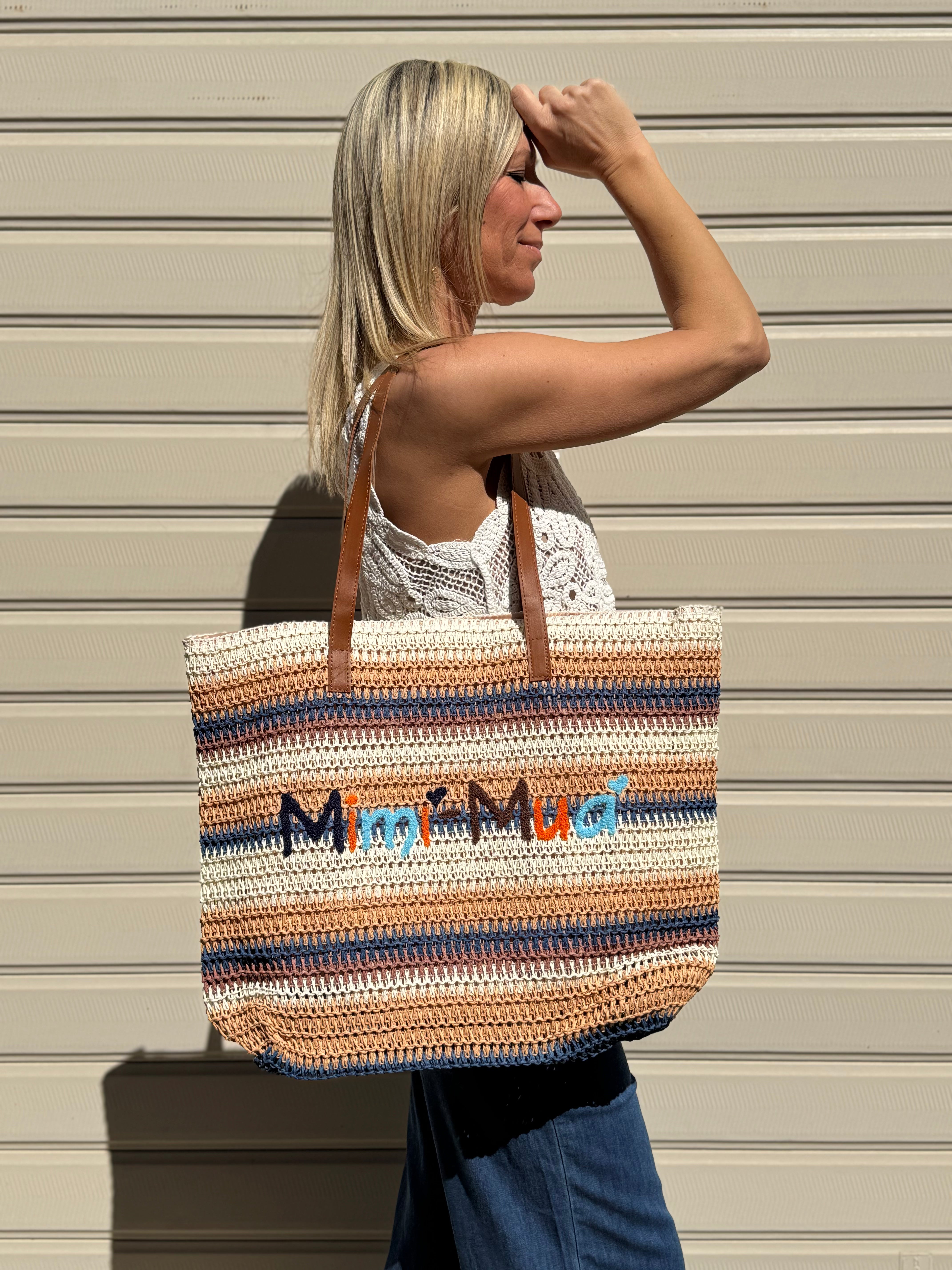 Borsa righe rafia mimì