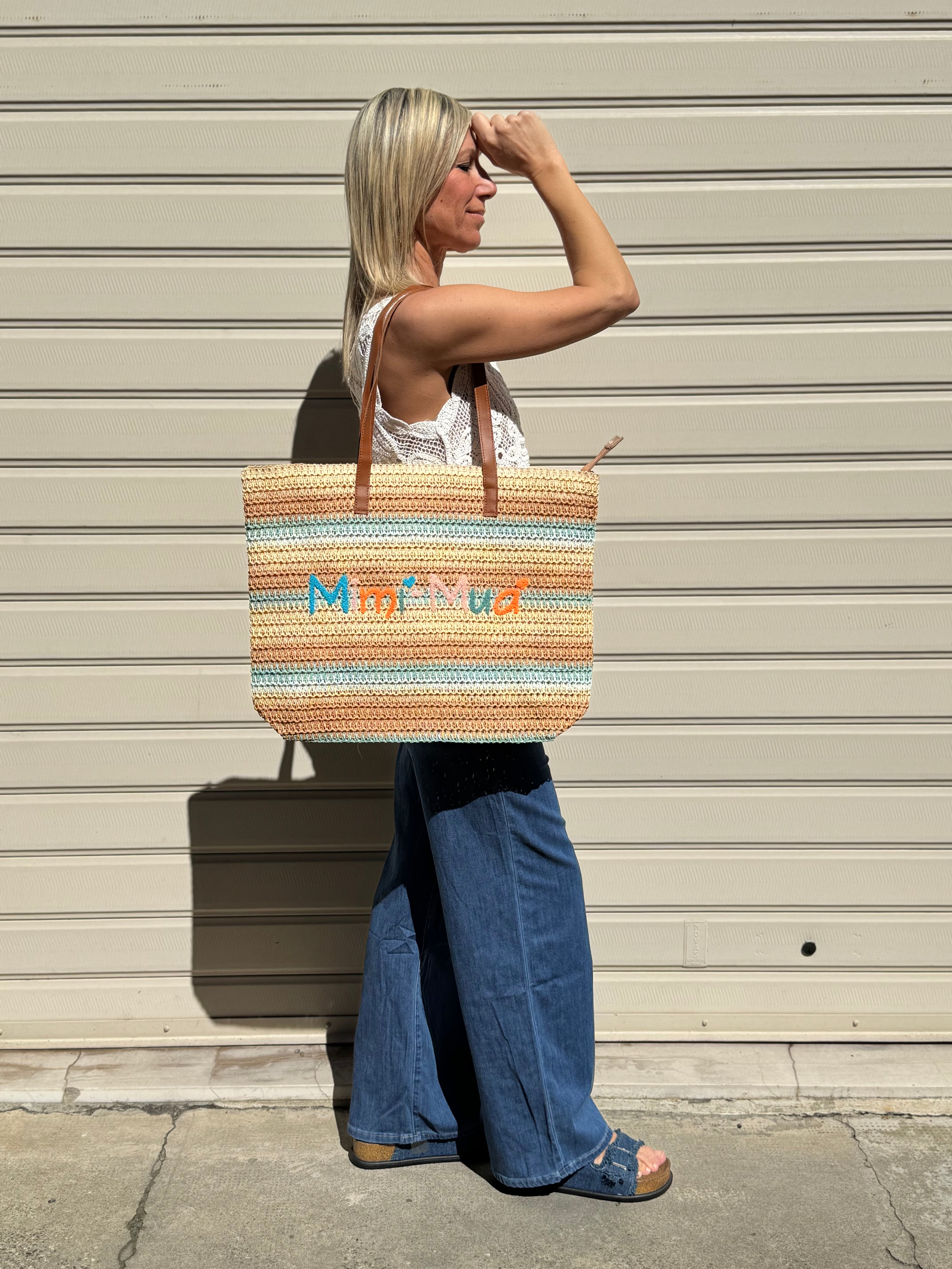 Borsa righe rafia mimì