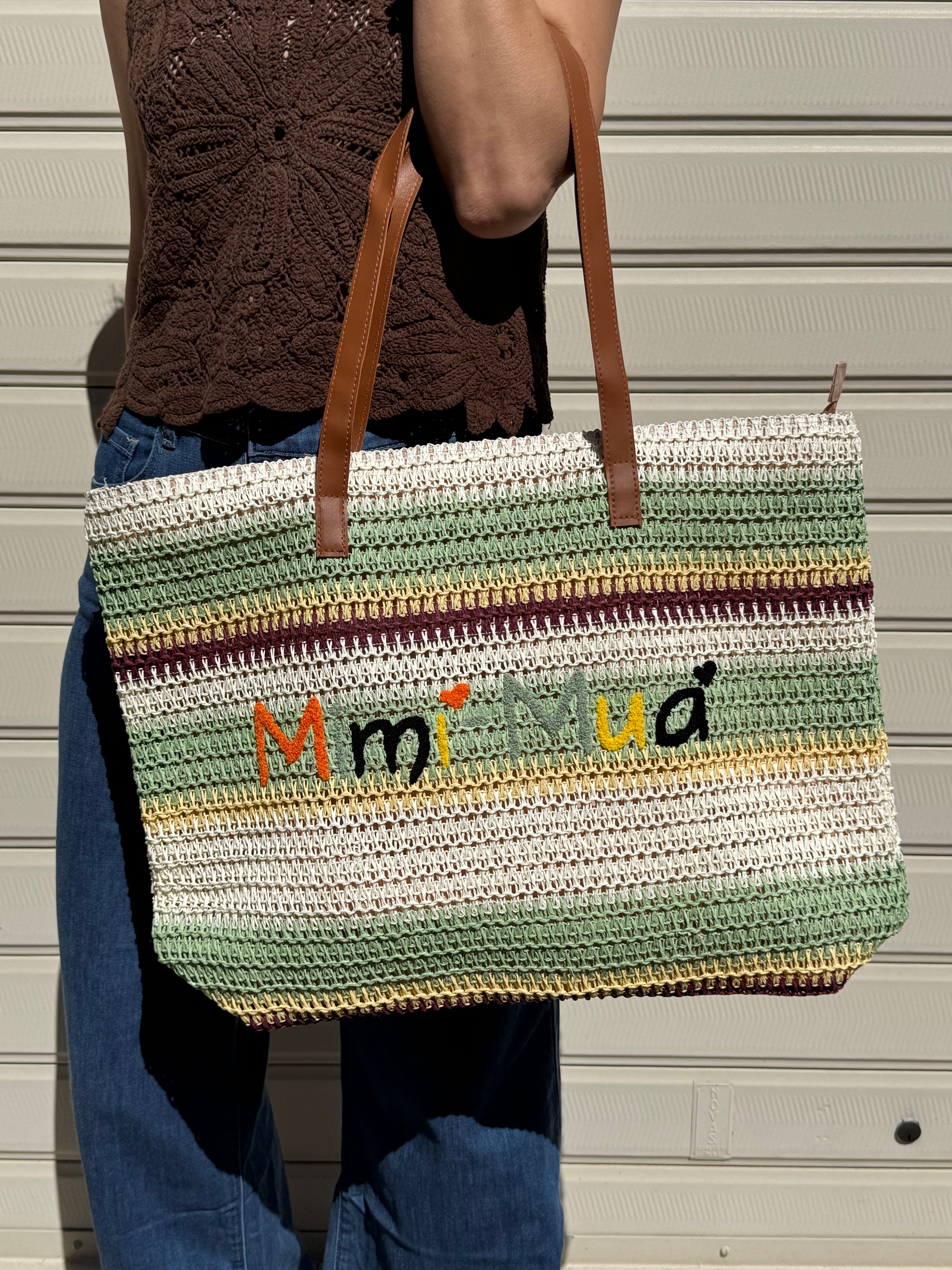 Borsa righe rafia mimì