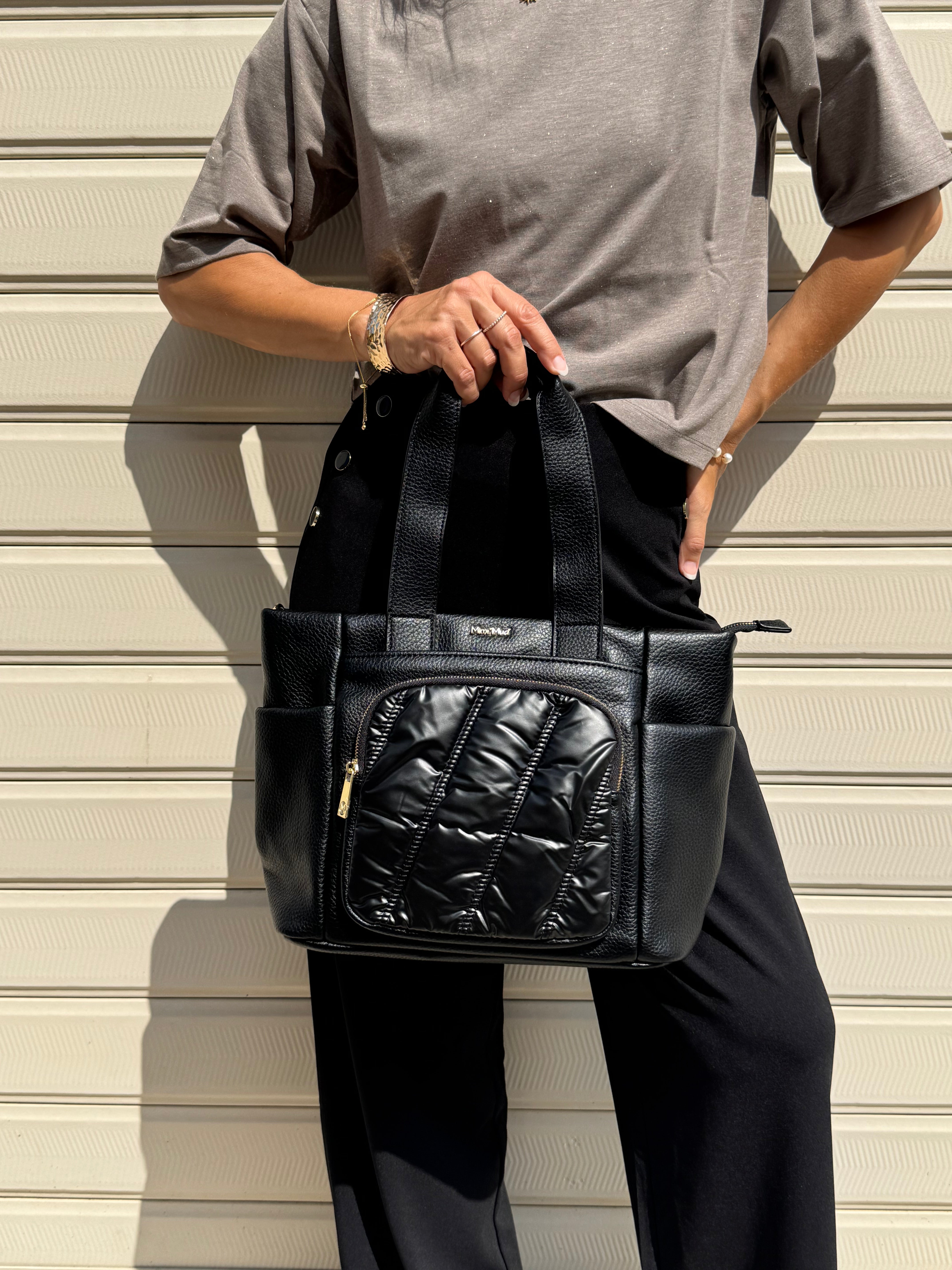 Borsa shopper con piumino