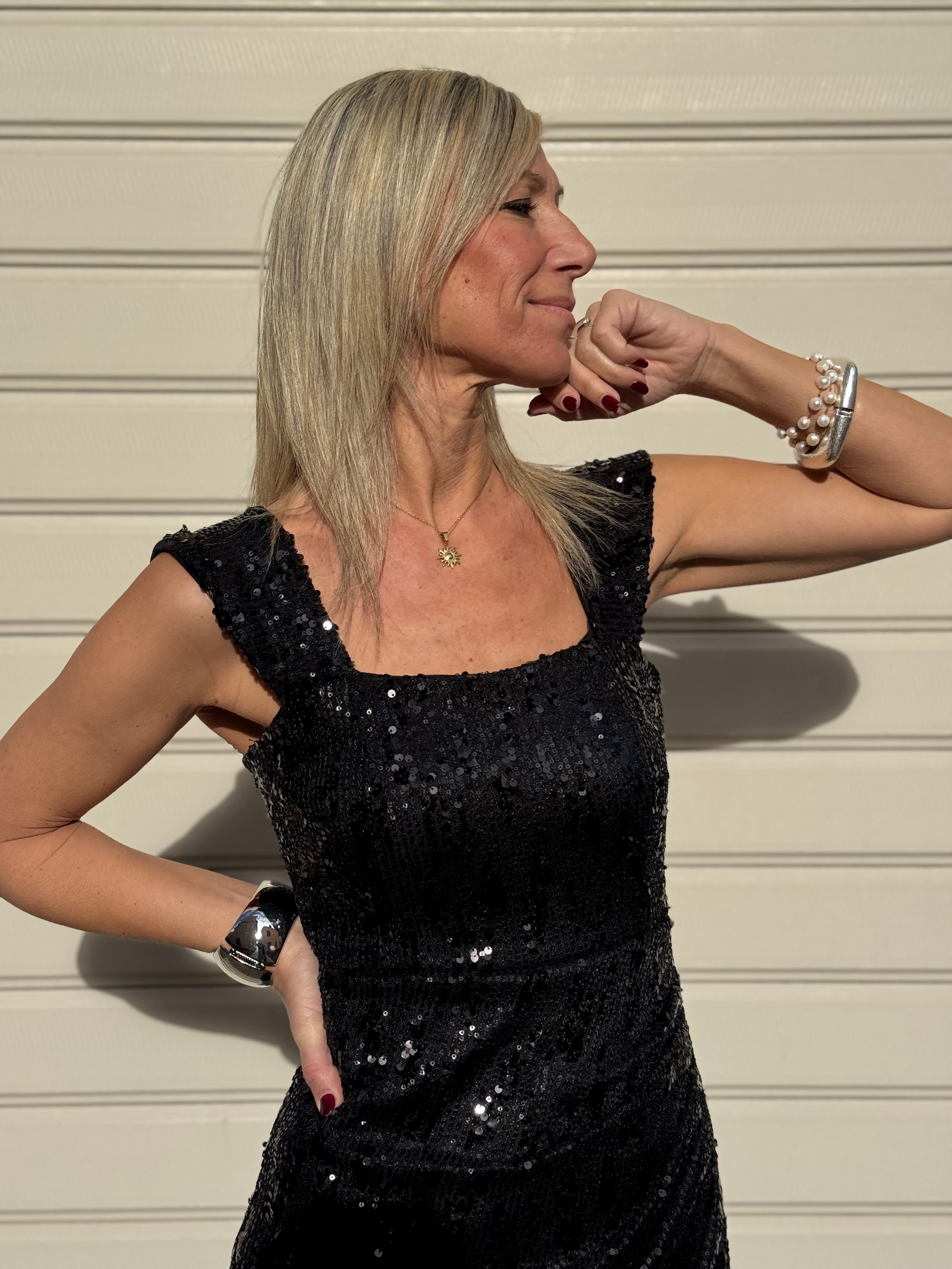 Abito paillettes spacco