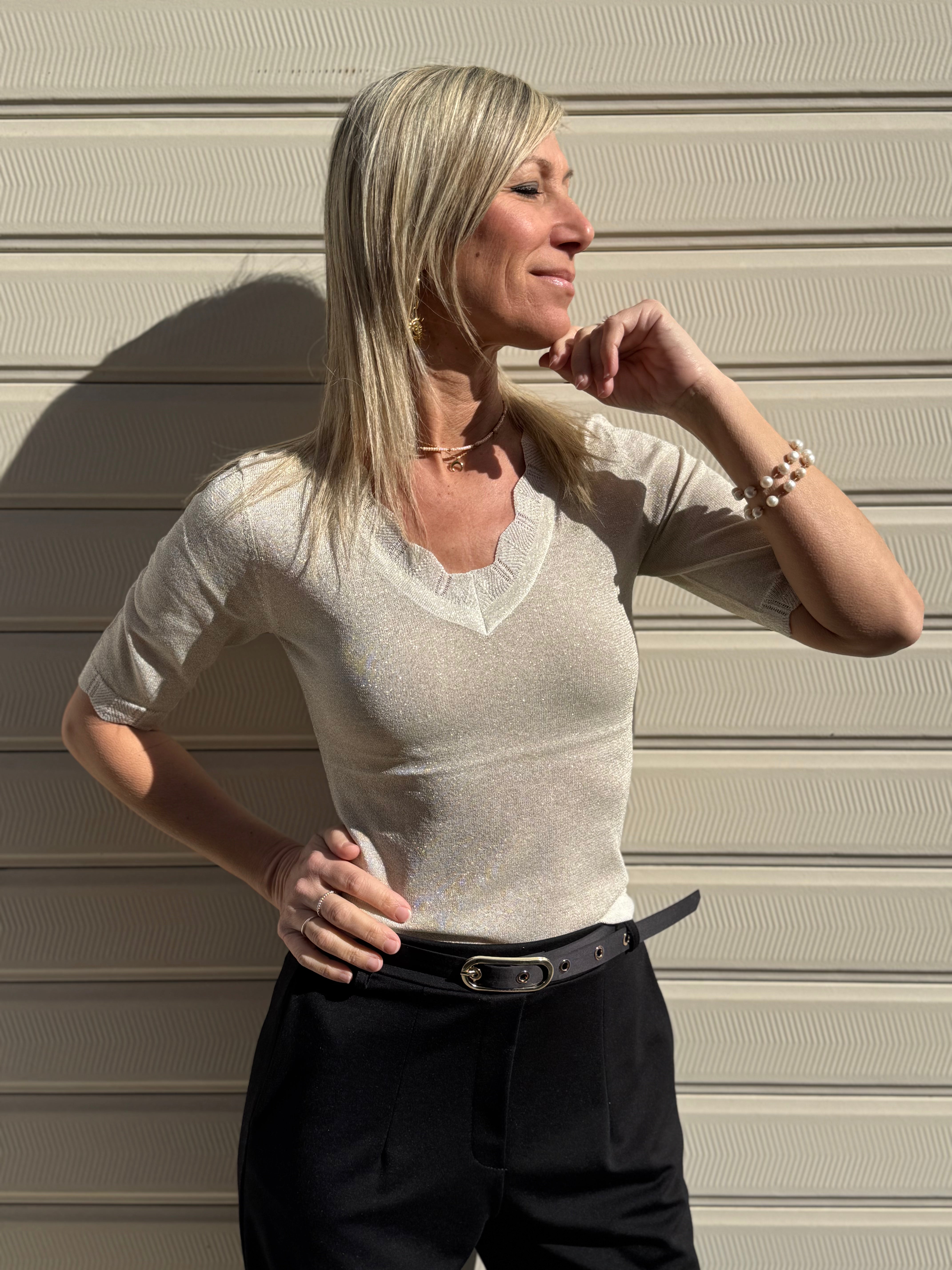 Maglia scollo v ondine artigli