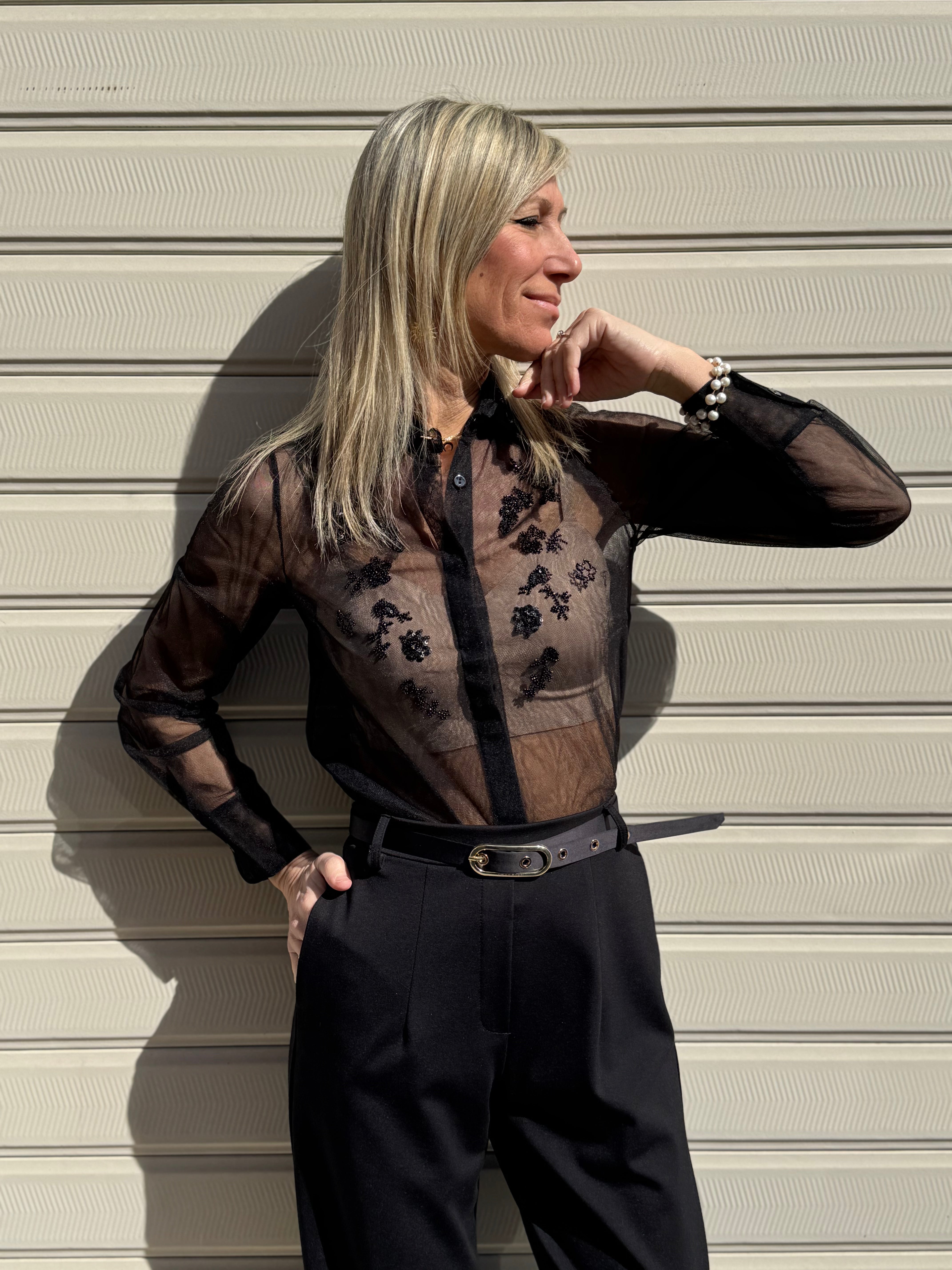 Camicia tulle e ricamo mimì