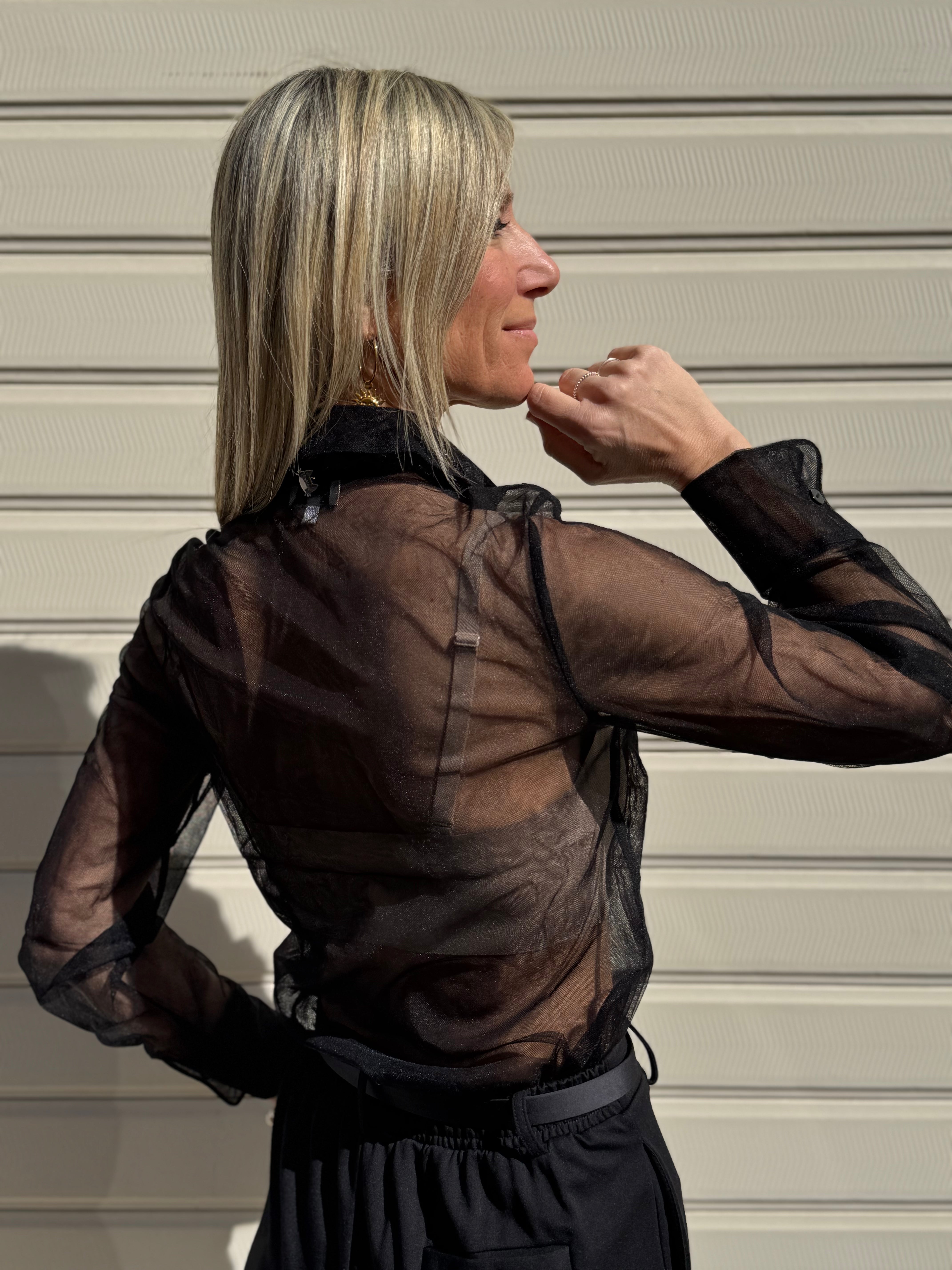 Camicia tulle e ricamo mimì