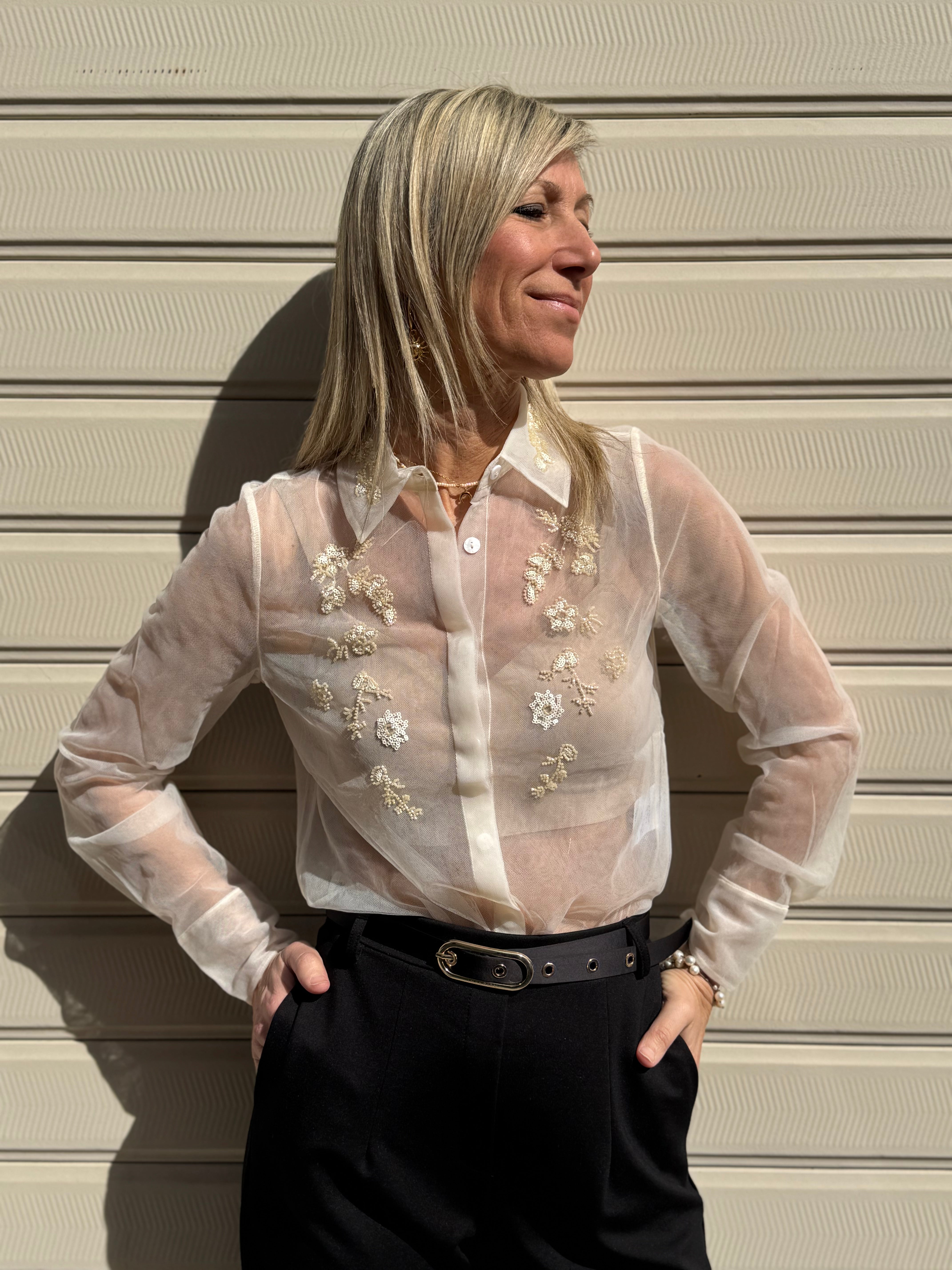 Camicia tulle e ricamo mimì