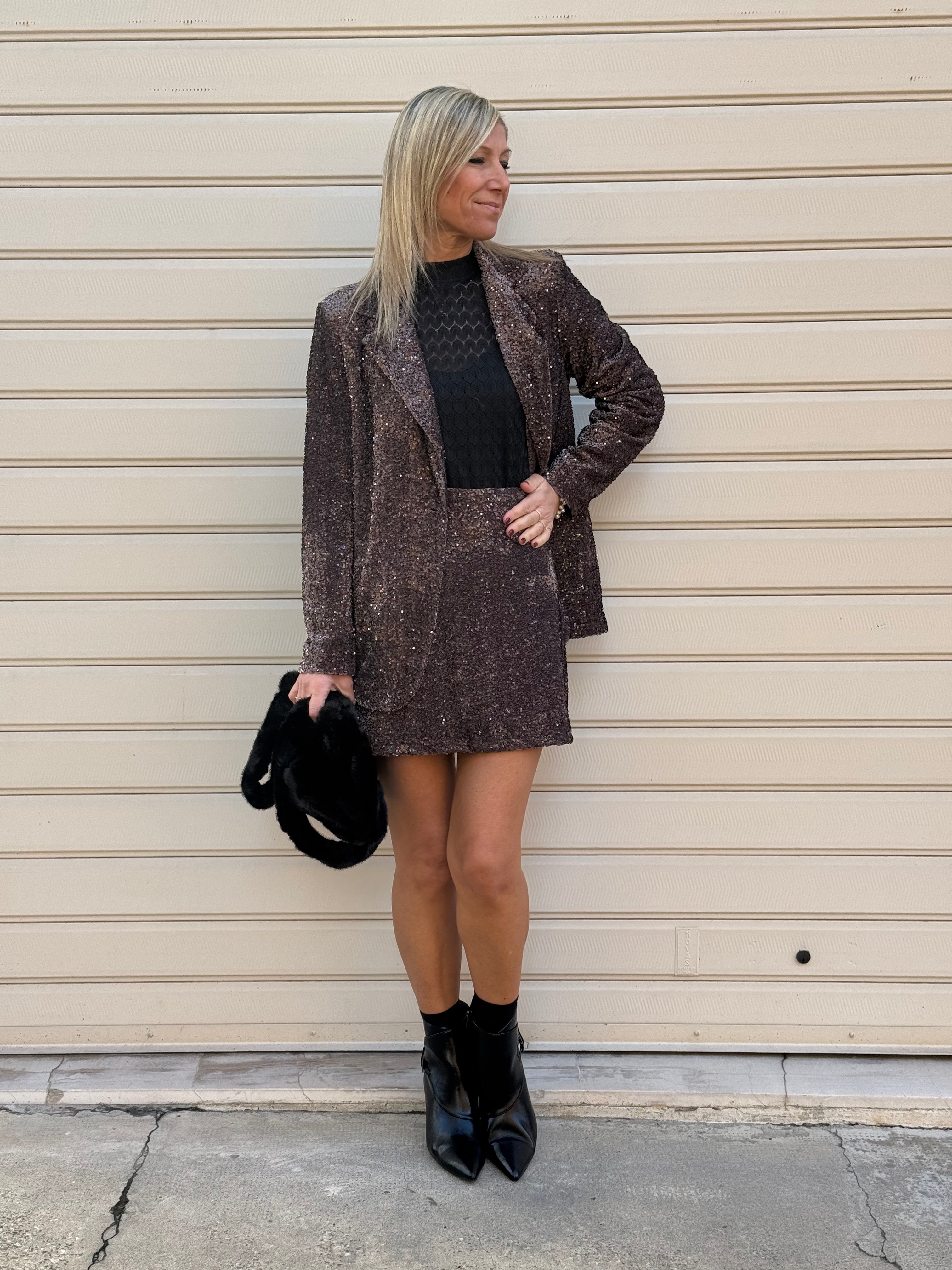 Gonna velluto paillettes