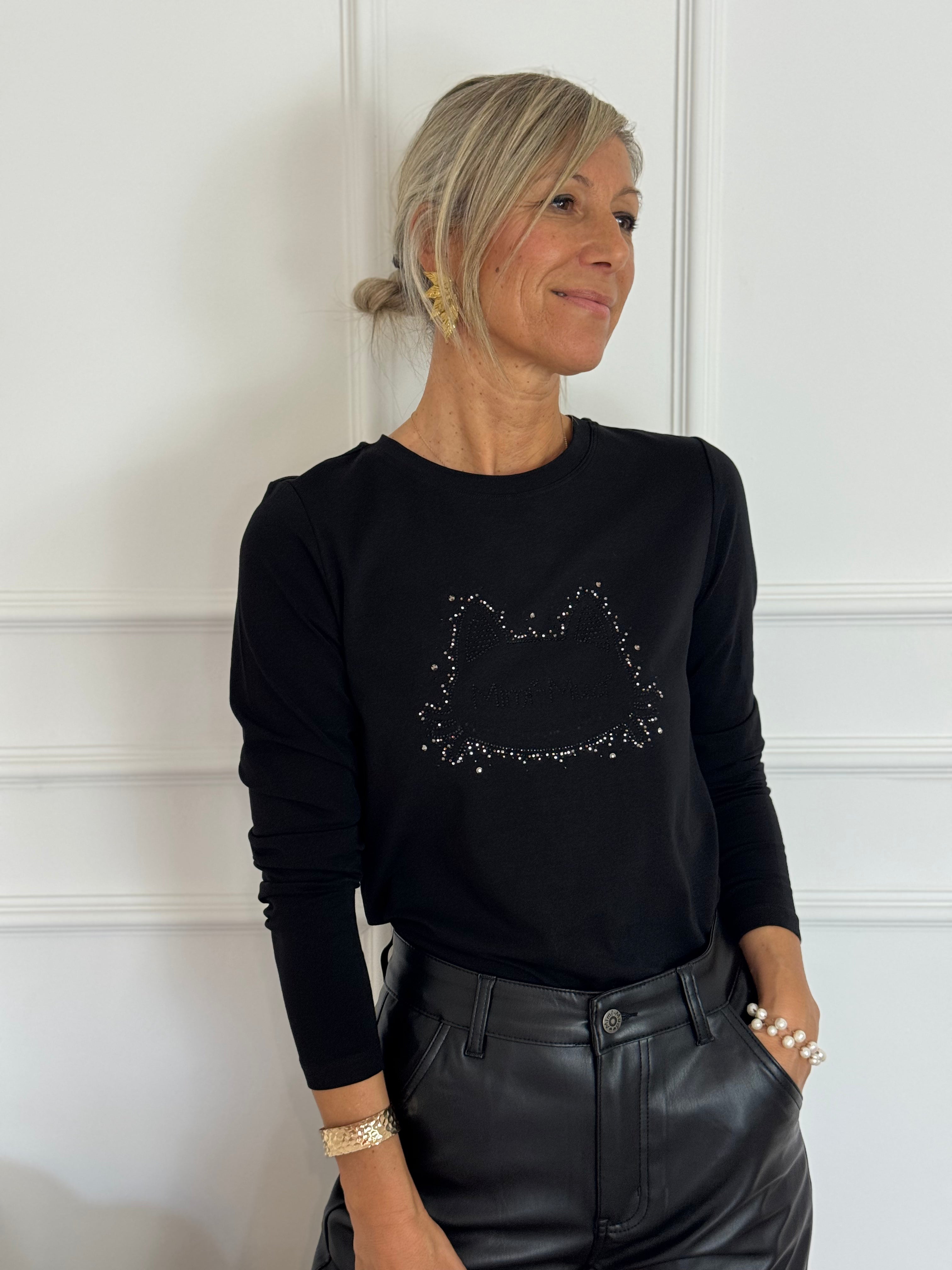 Tshirt gatto strass mimì 🐈⬛