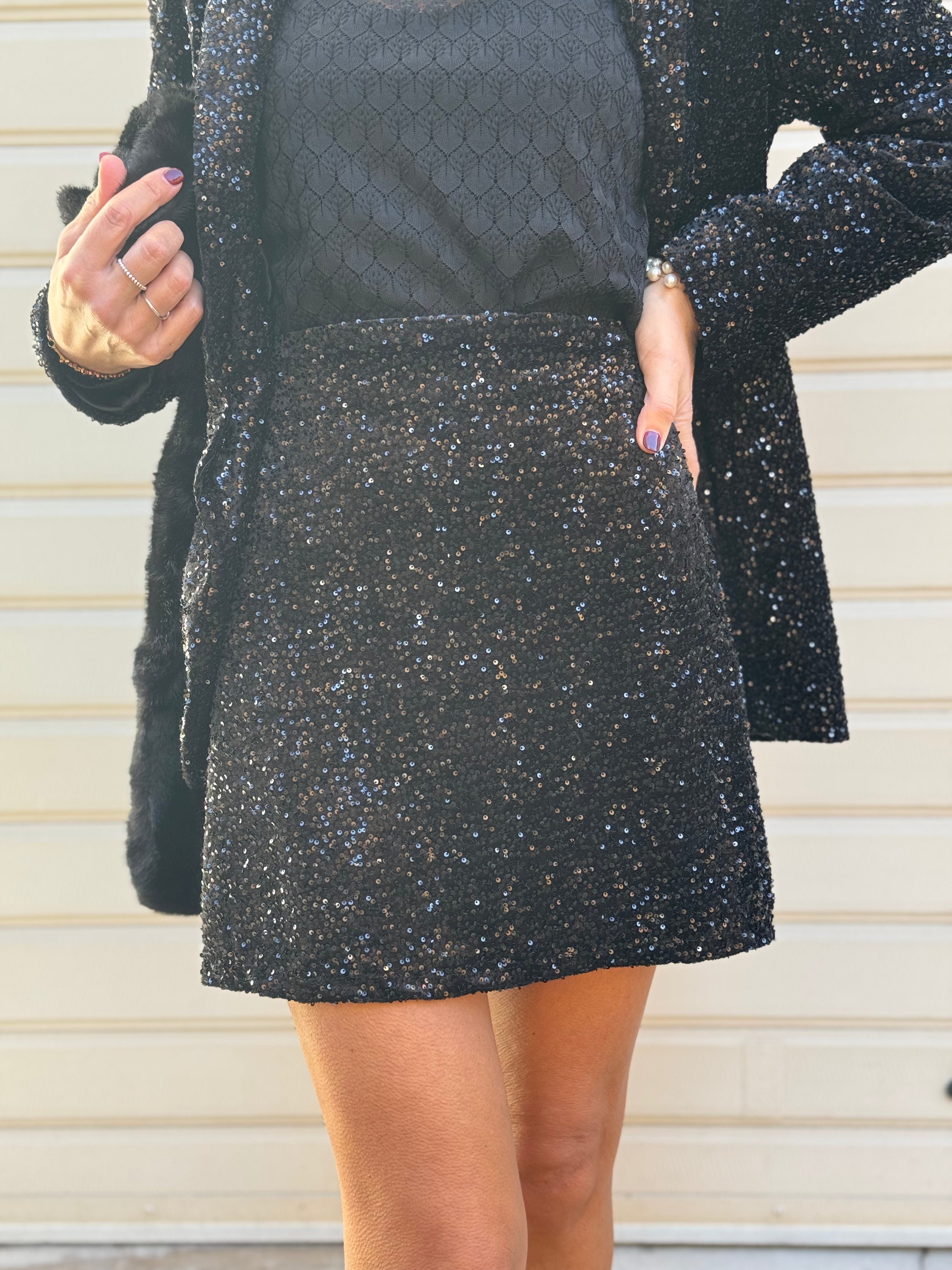 Gonna velluto paillettes