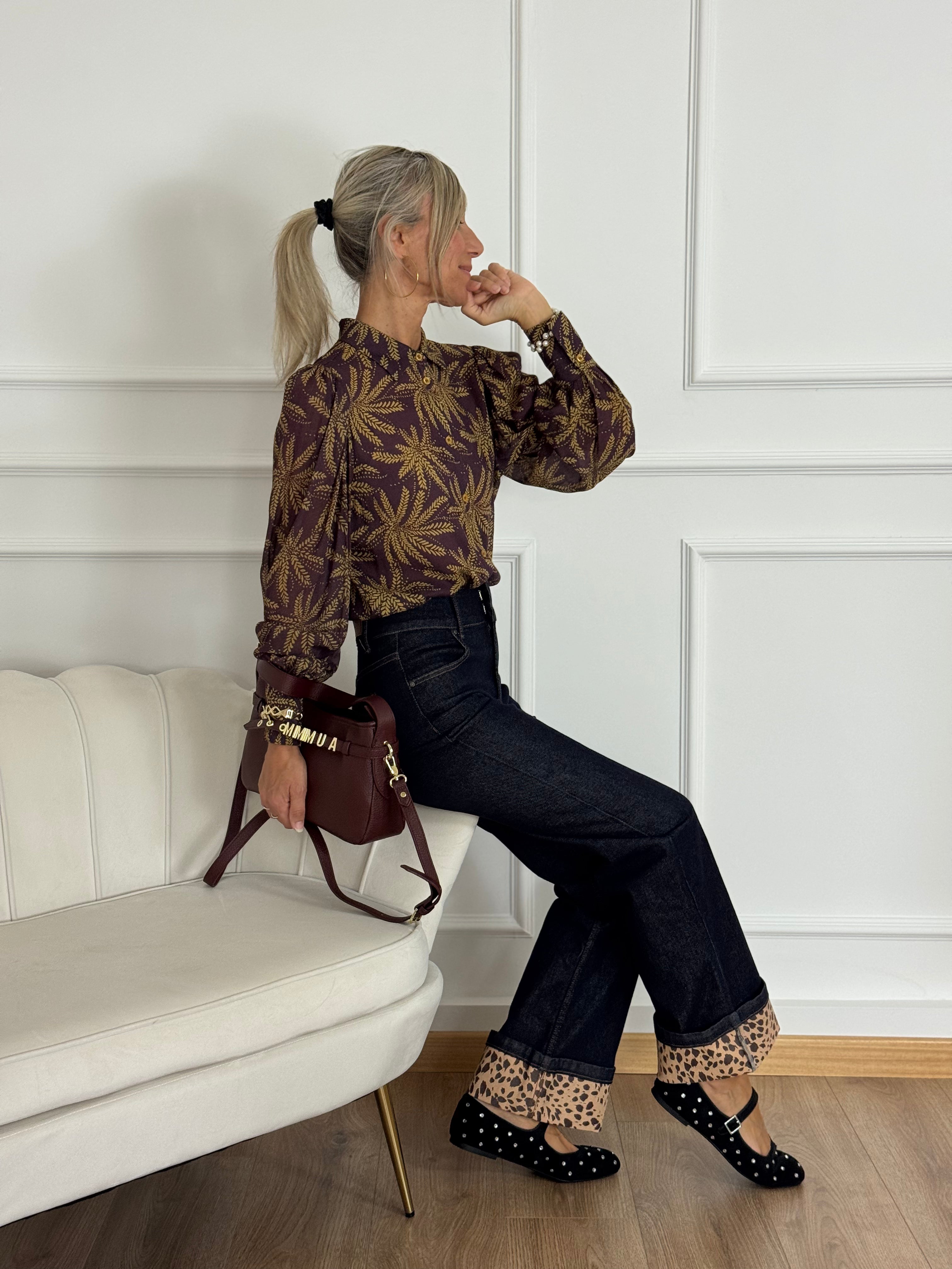 Jeans palazzo risvolto maculato mimì