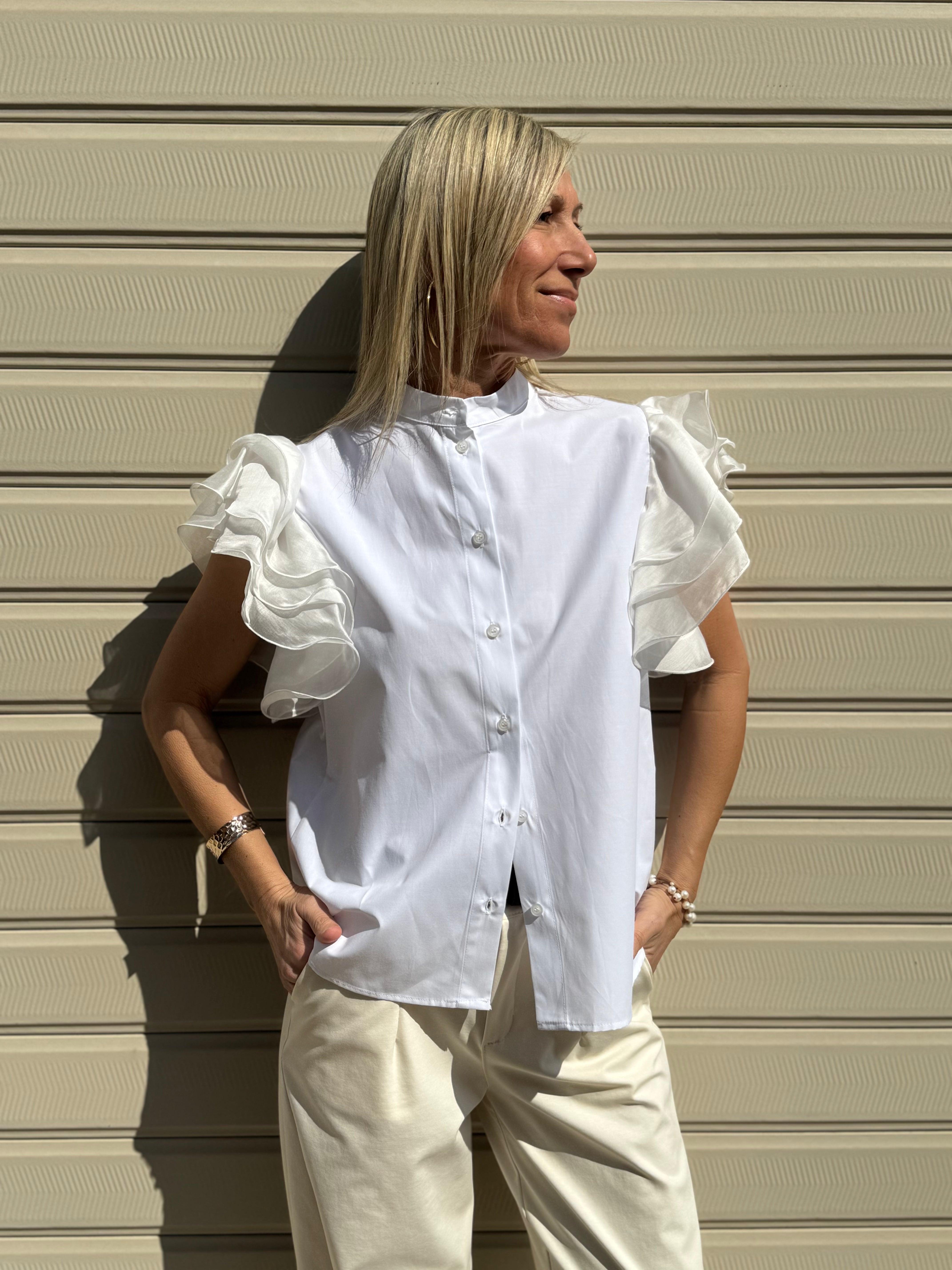 Camicia con maniche volant mimì