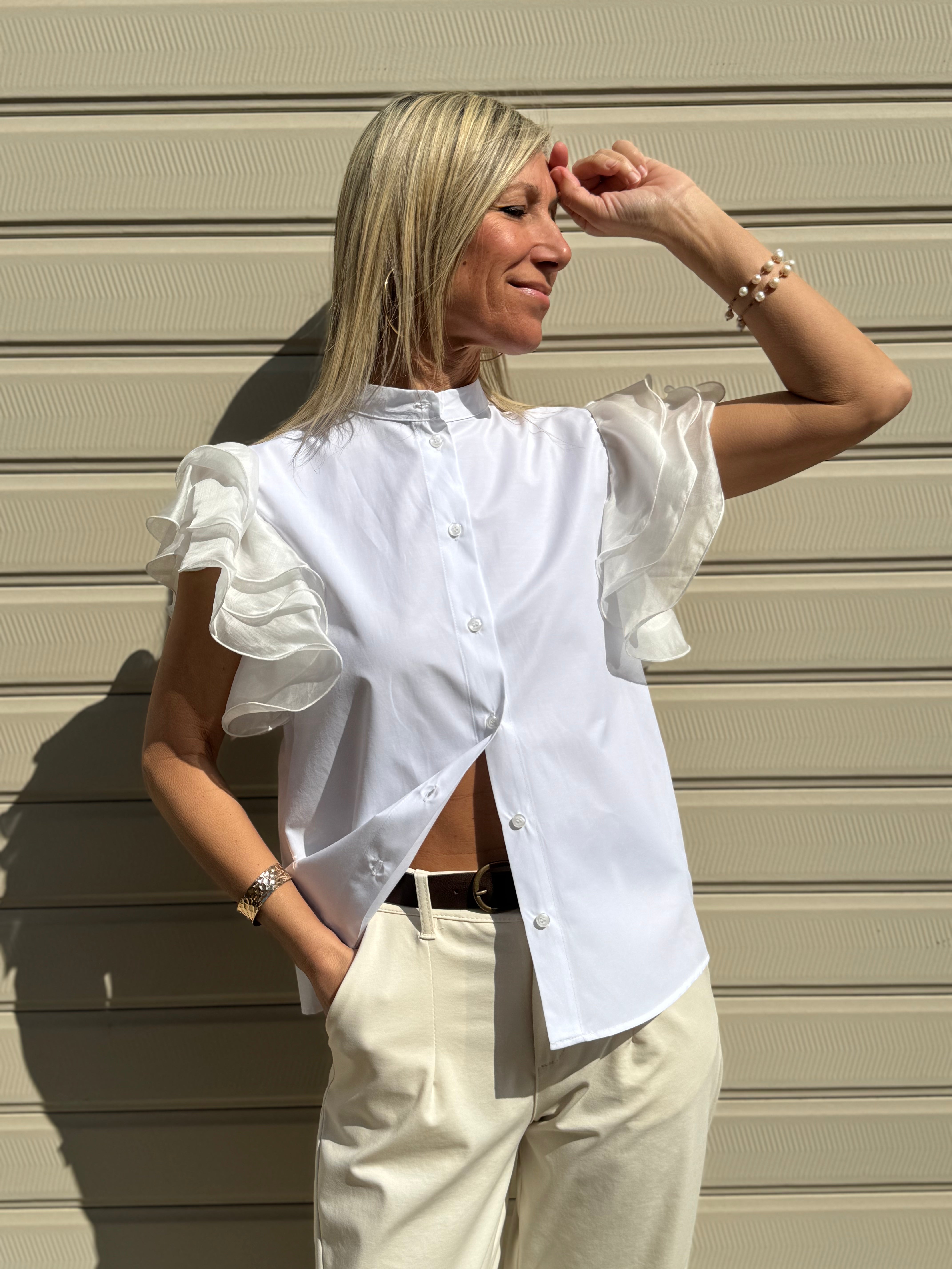 Camicia con maniche volant mimì