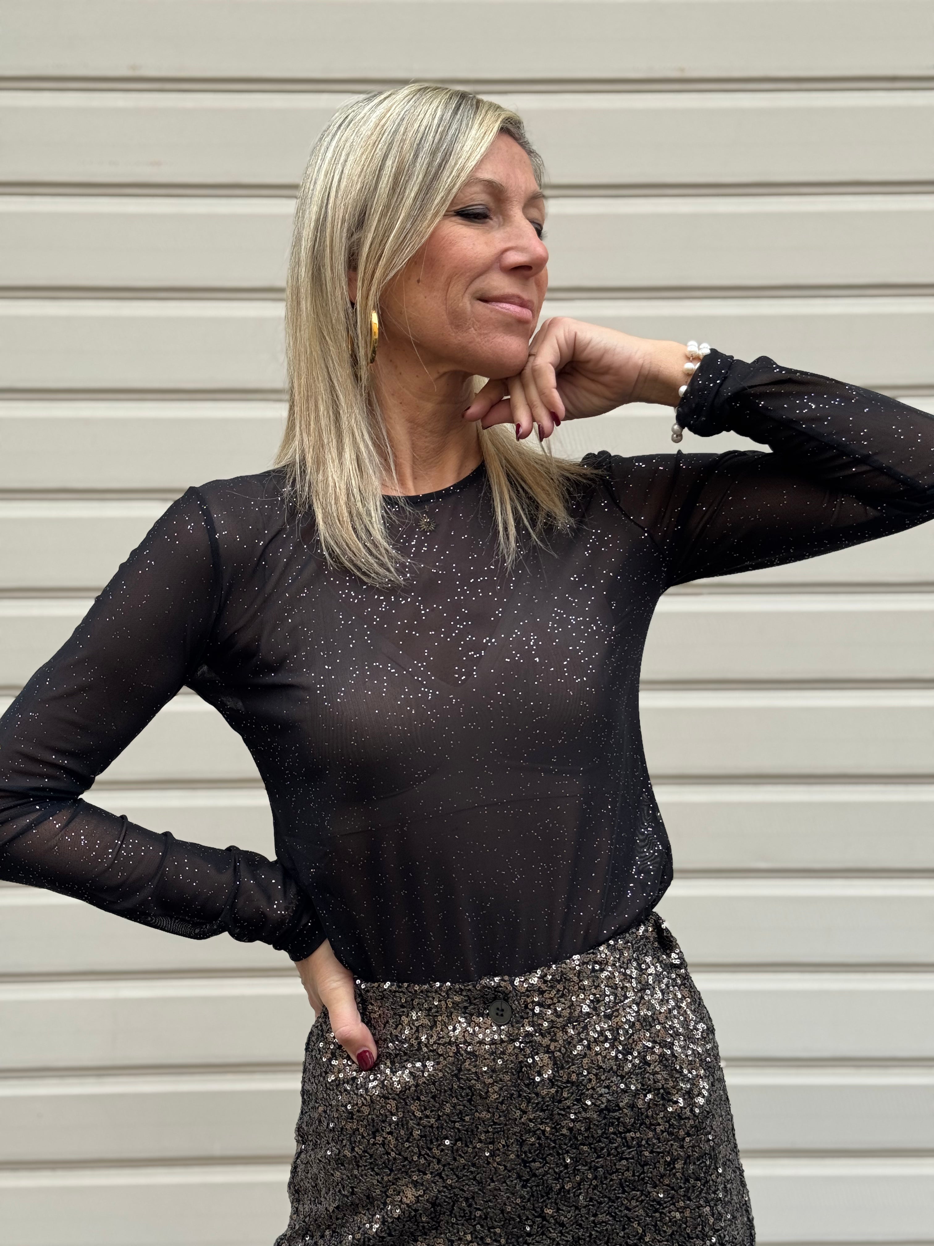 Maglia tulle glitter kontatto