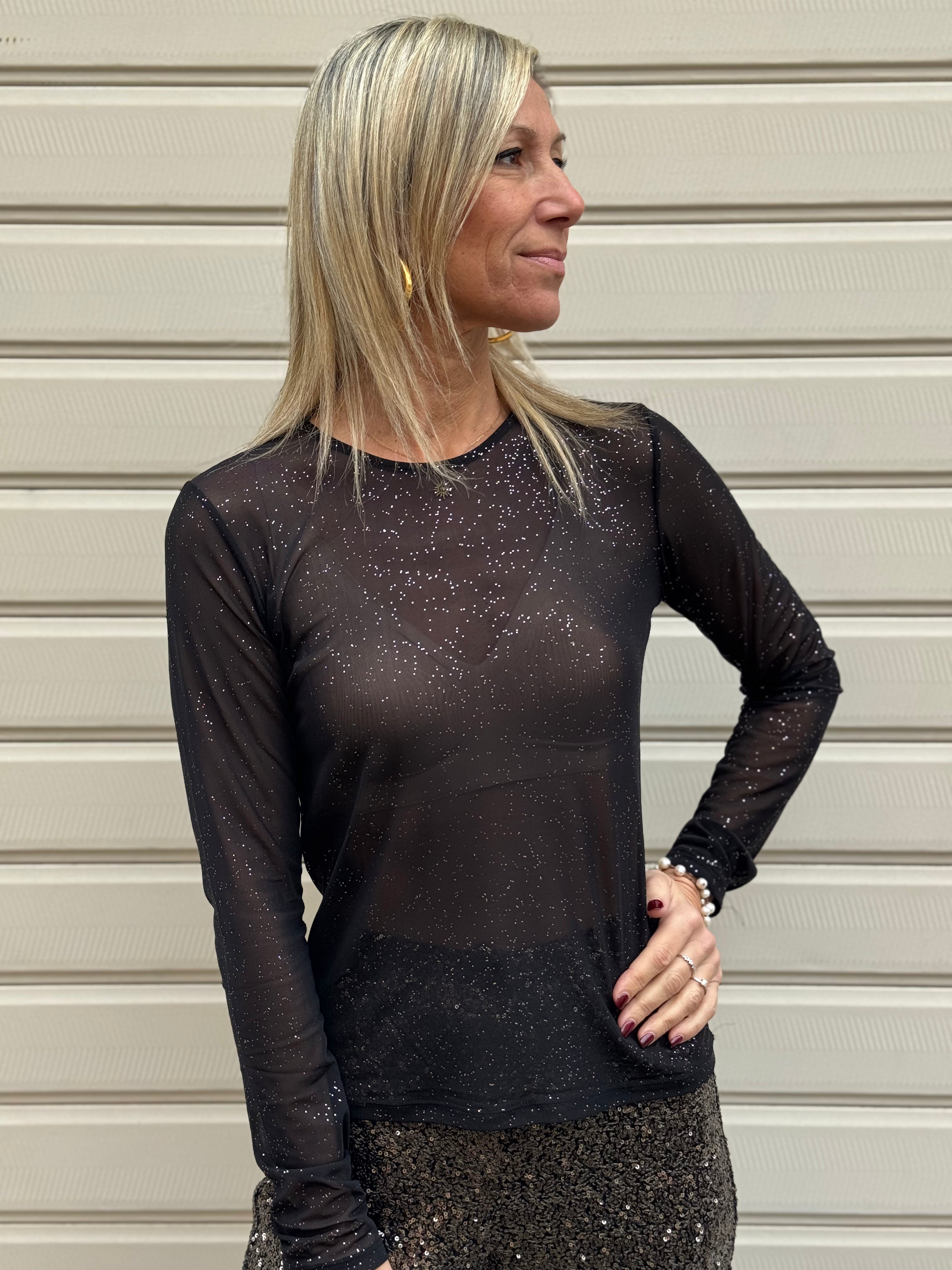 Maglia tulle glitter kontatto