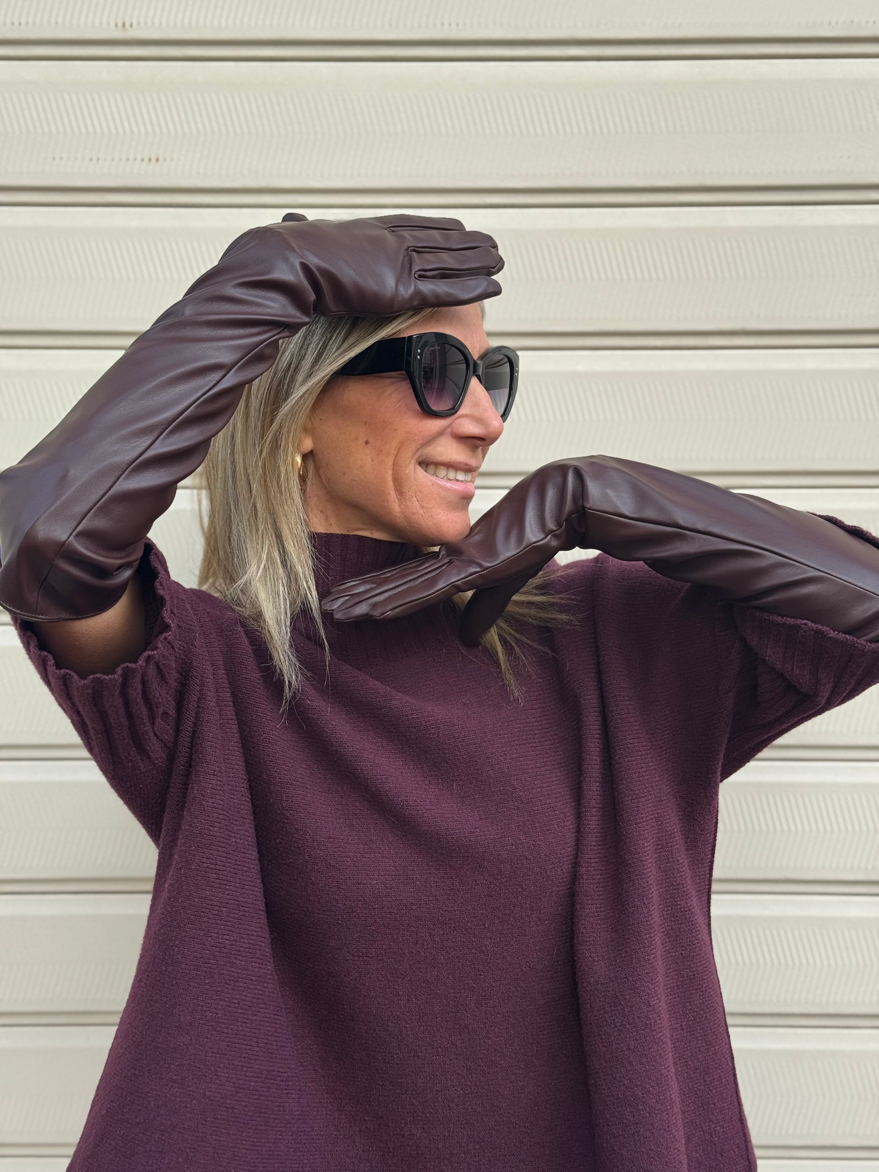 Guanto lungo ecopelle