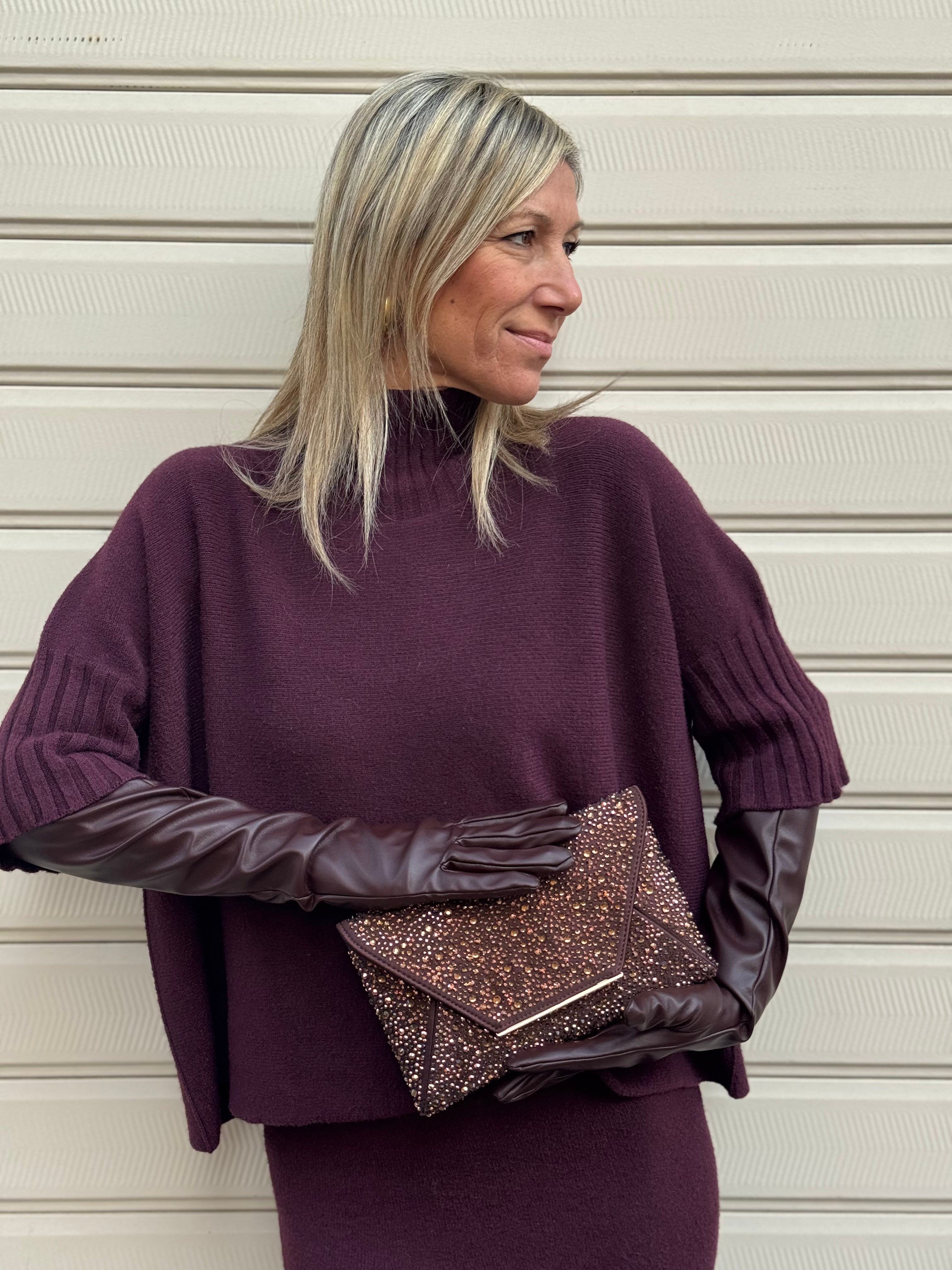 Guanto lungo ecopelle