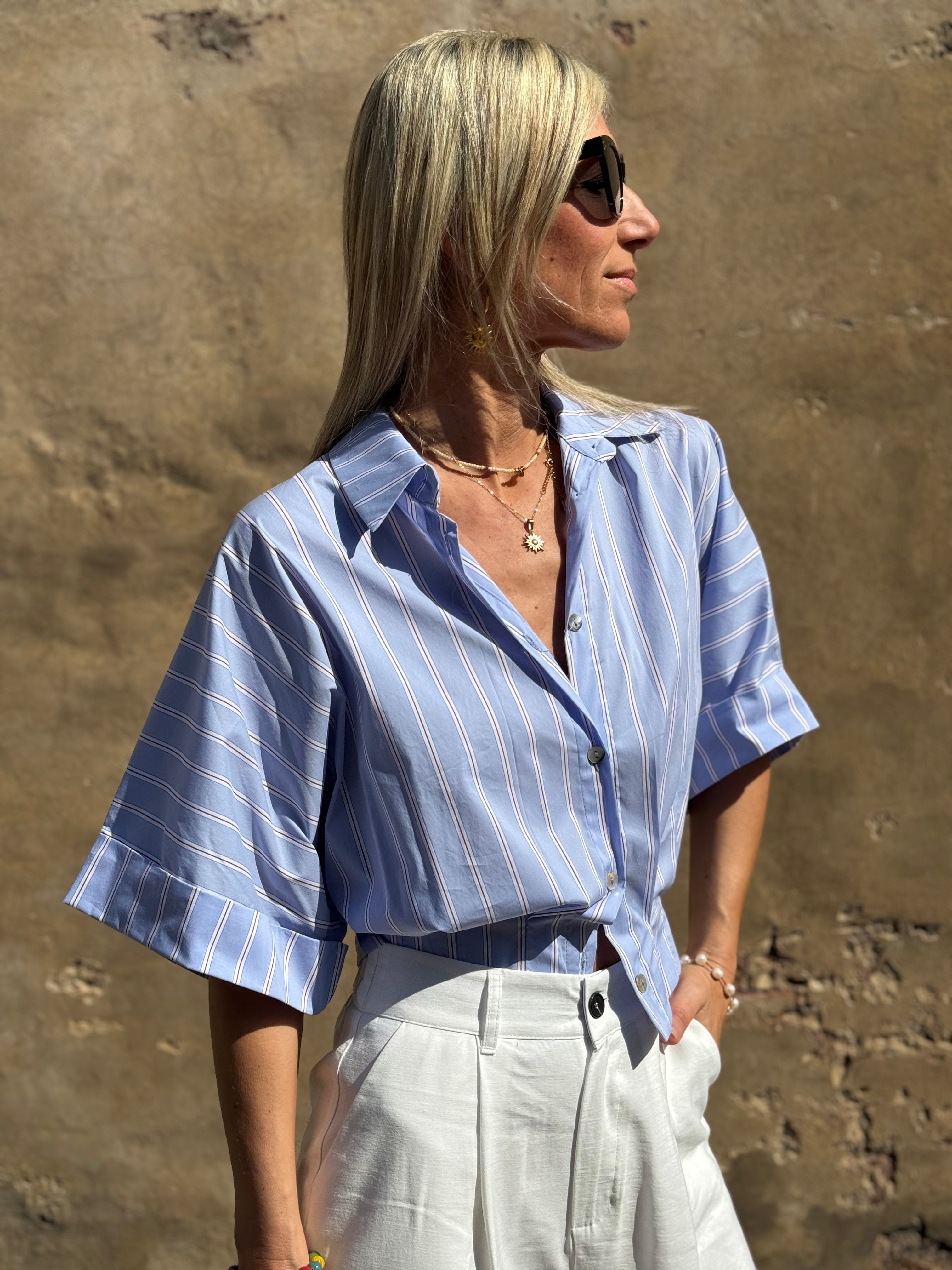 Camicia Cropped Righe
