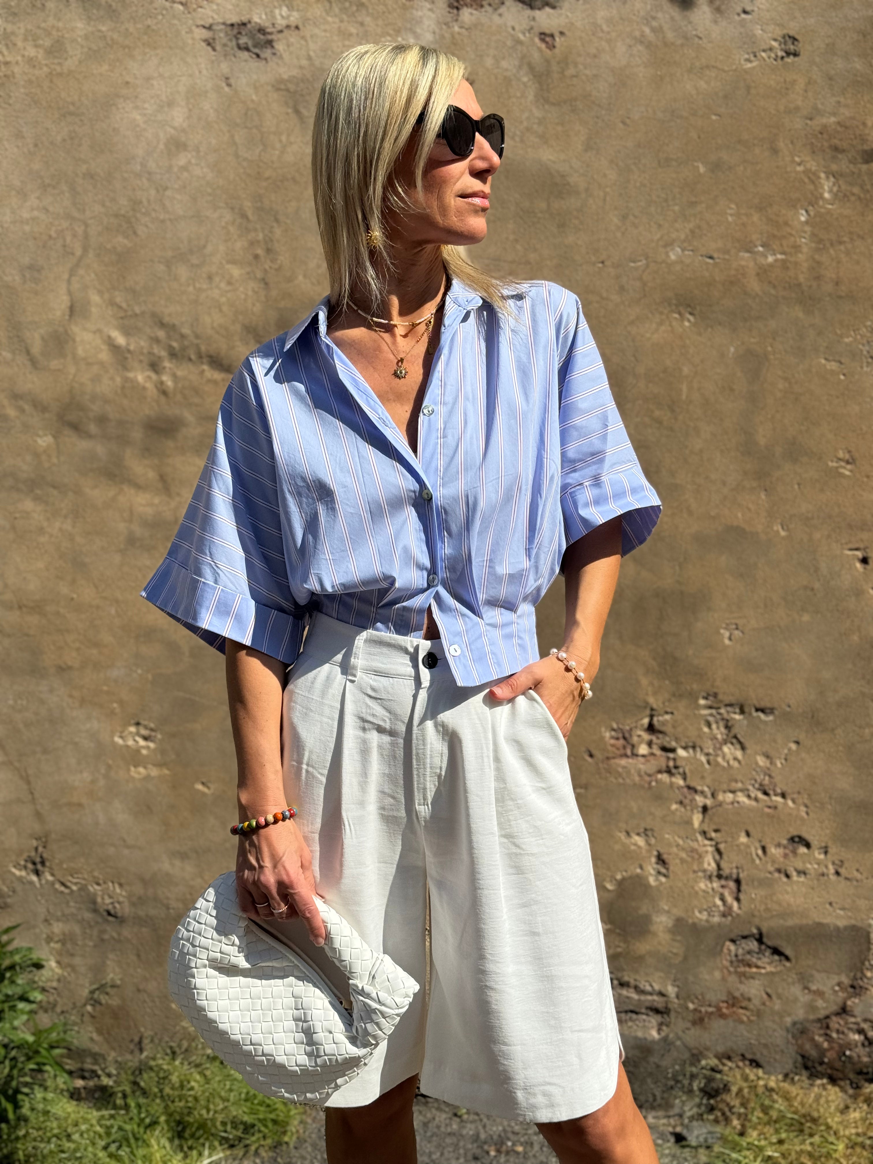 Camicia Cropped Righe