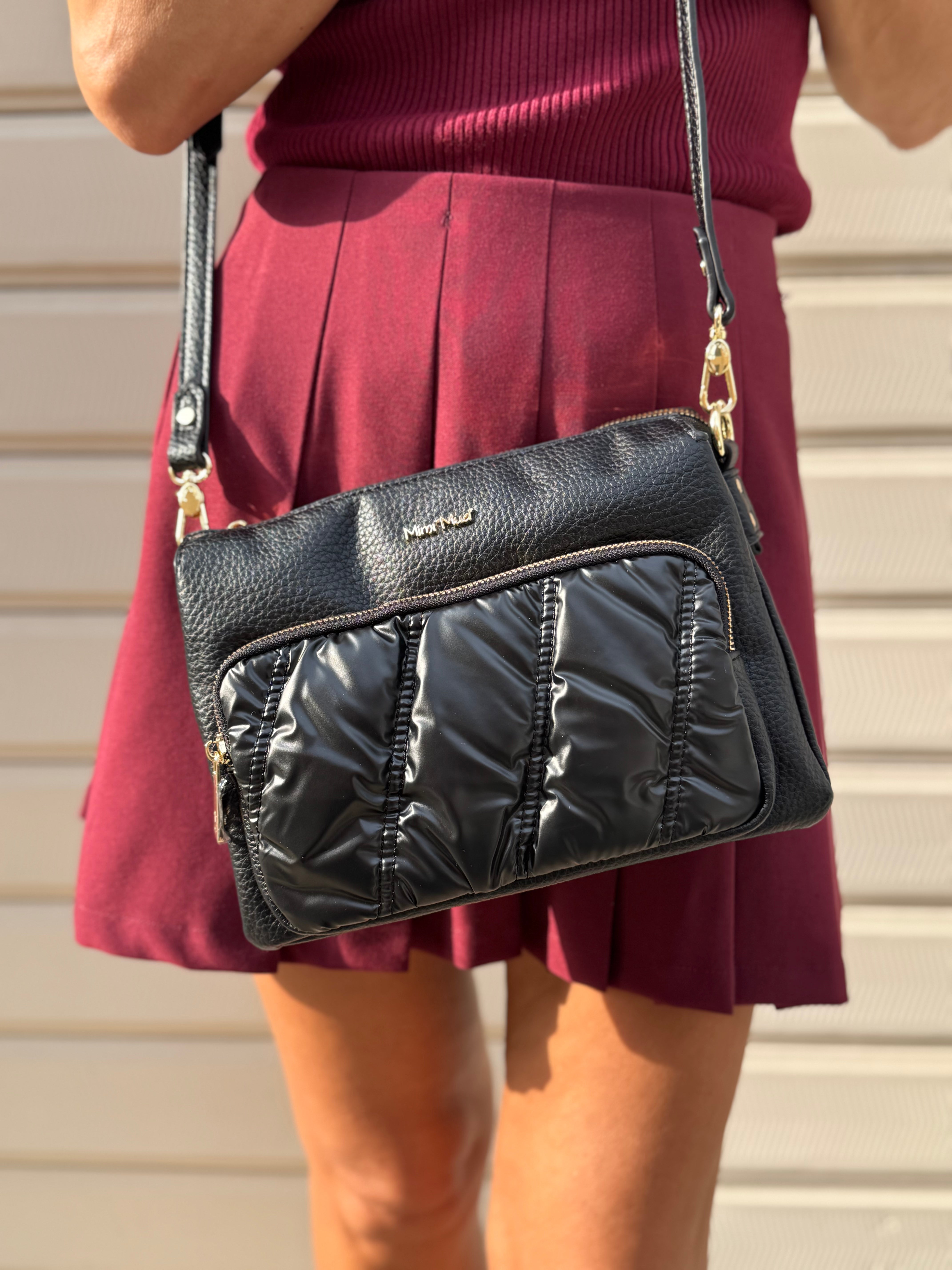 Borsa tracolla con piumino