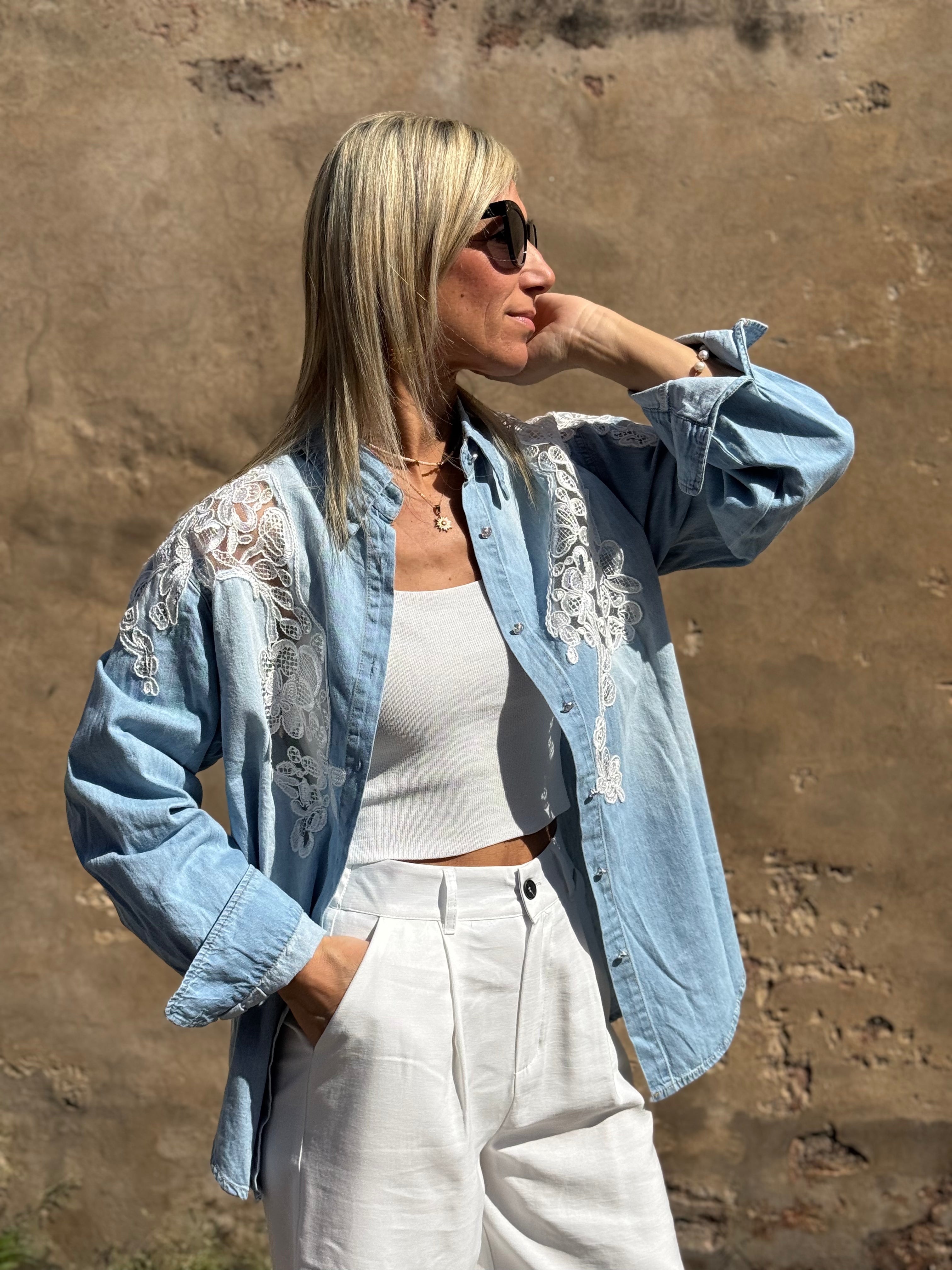 Camicia Jeans Ricamo