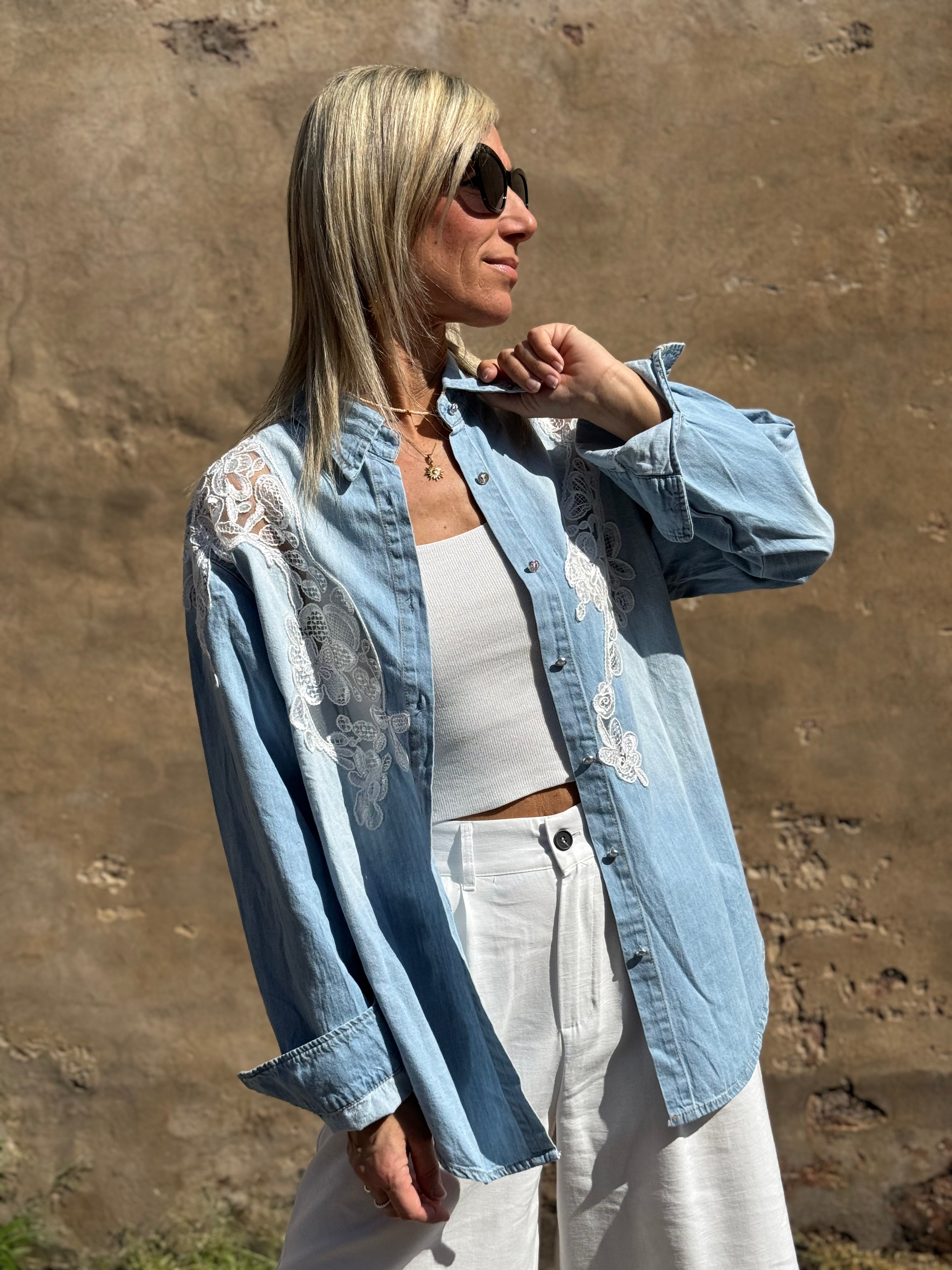 Camicia Jeans Ricamo