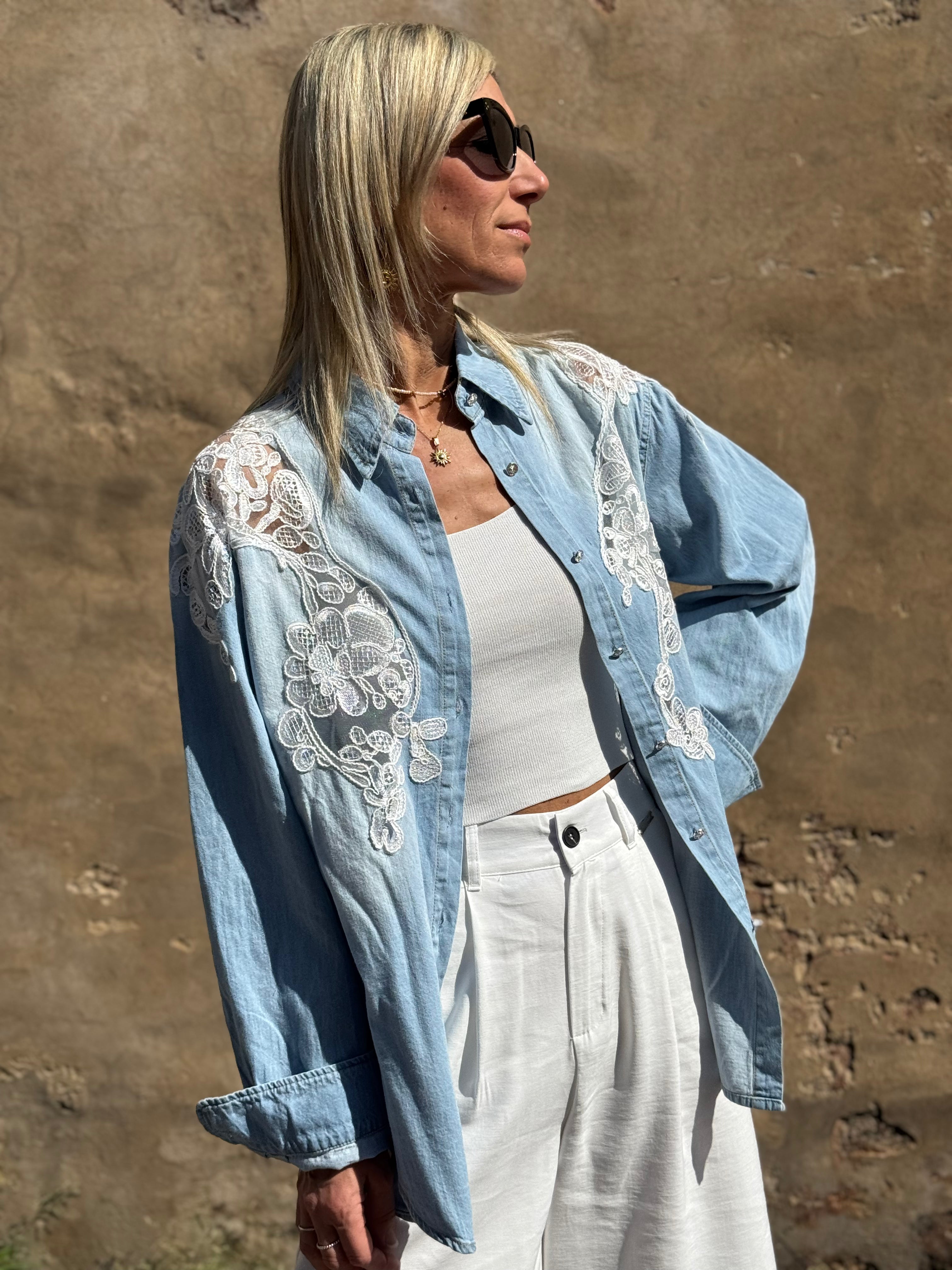 Camicia Jeans Ricamo