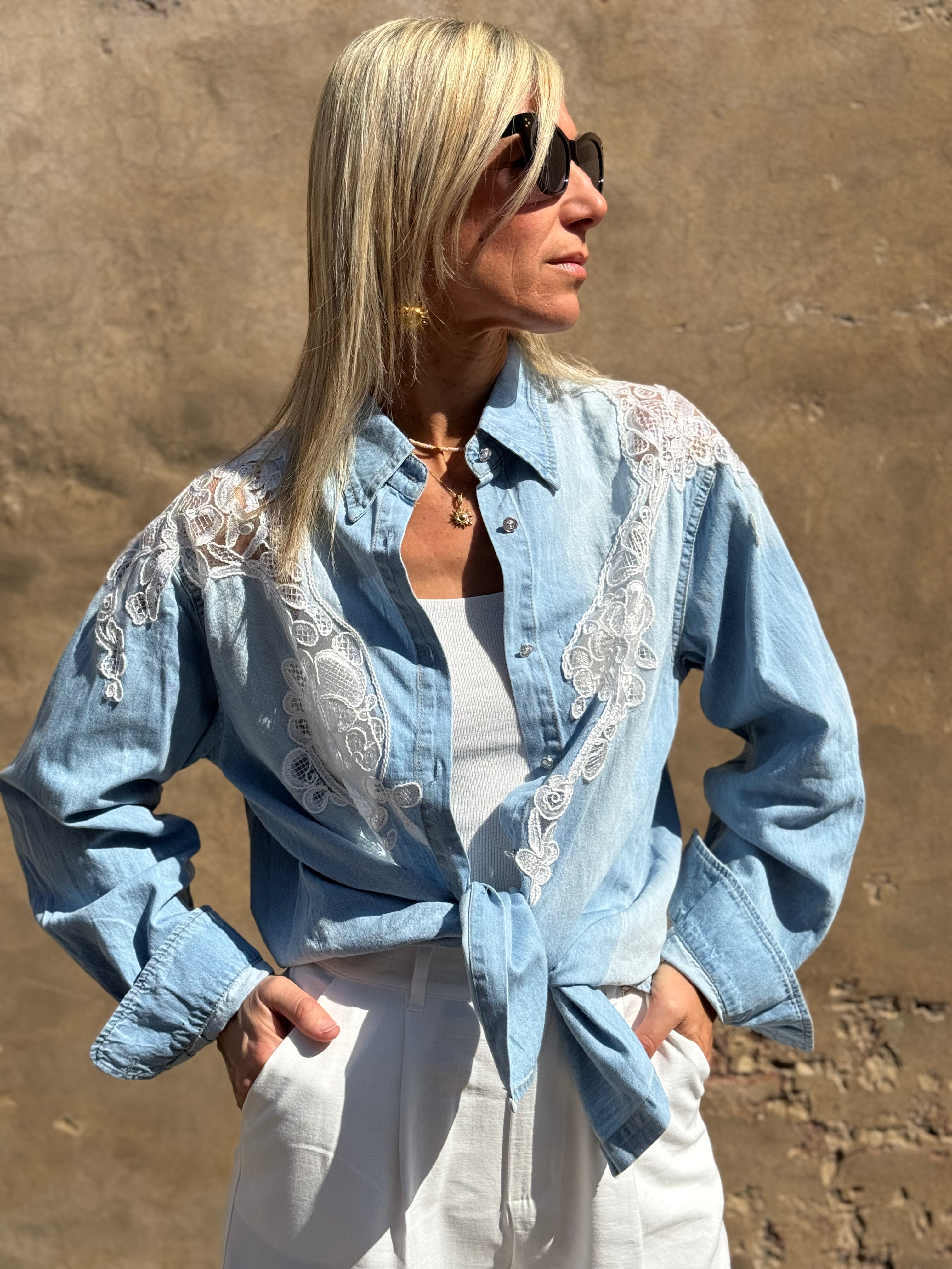 Camicia Jeans Ricamo