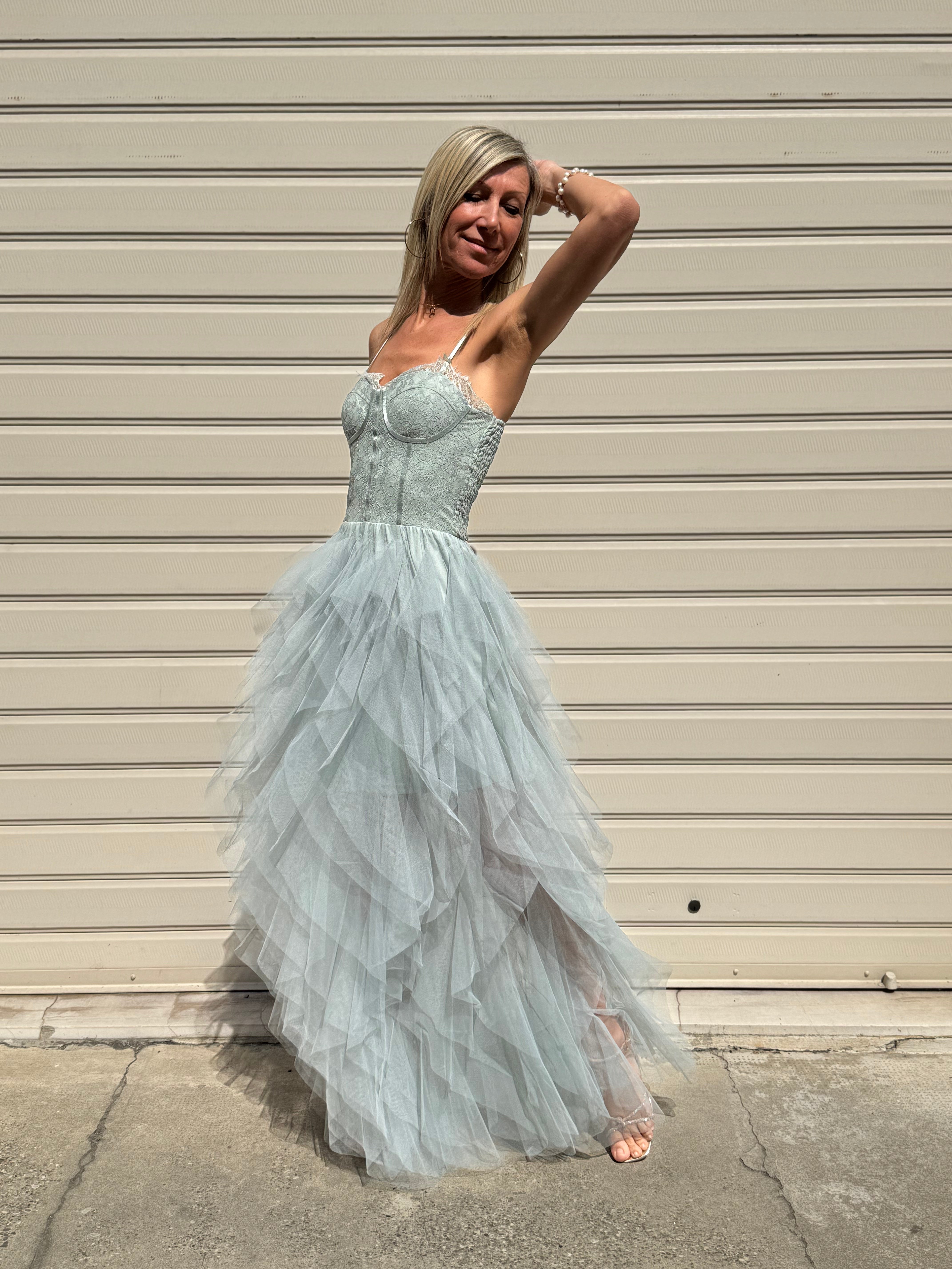 Abito tulle bustino pizzo