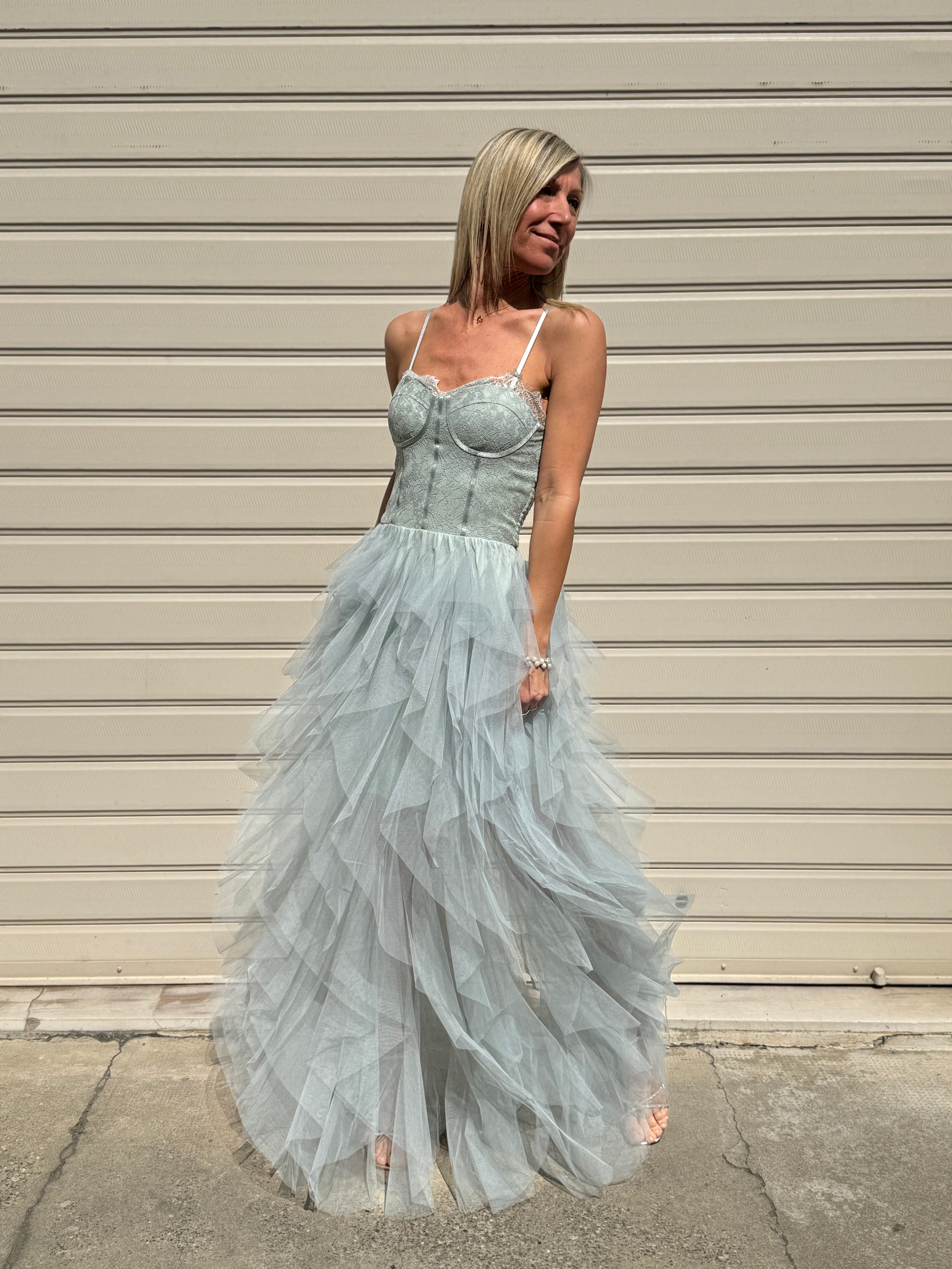 Abito tulle bustino pizzo