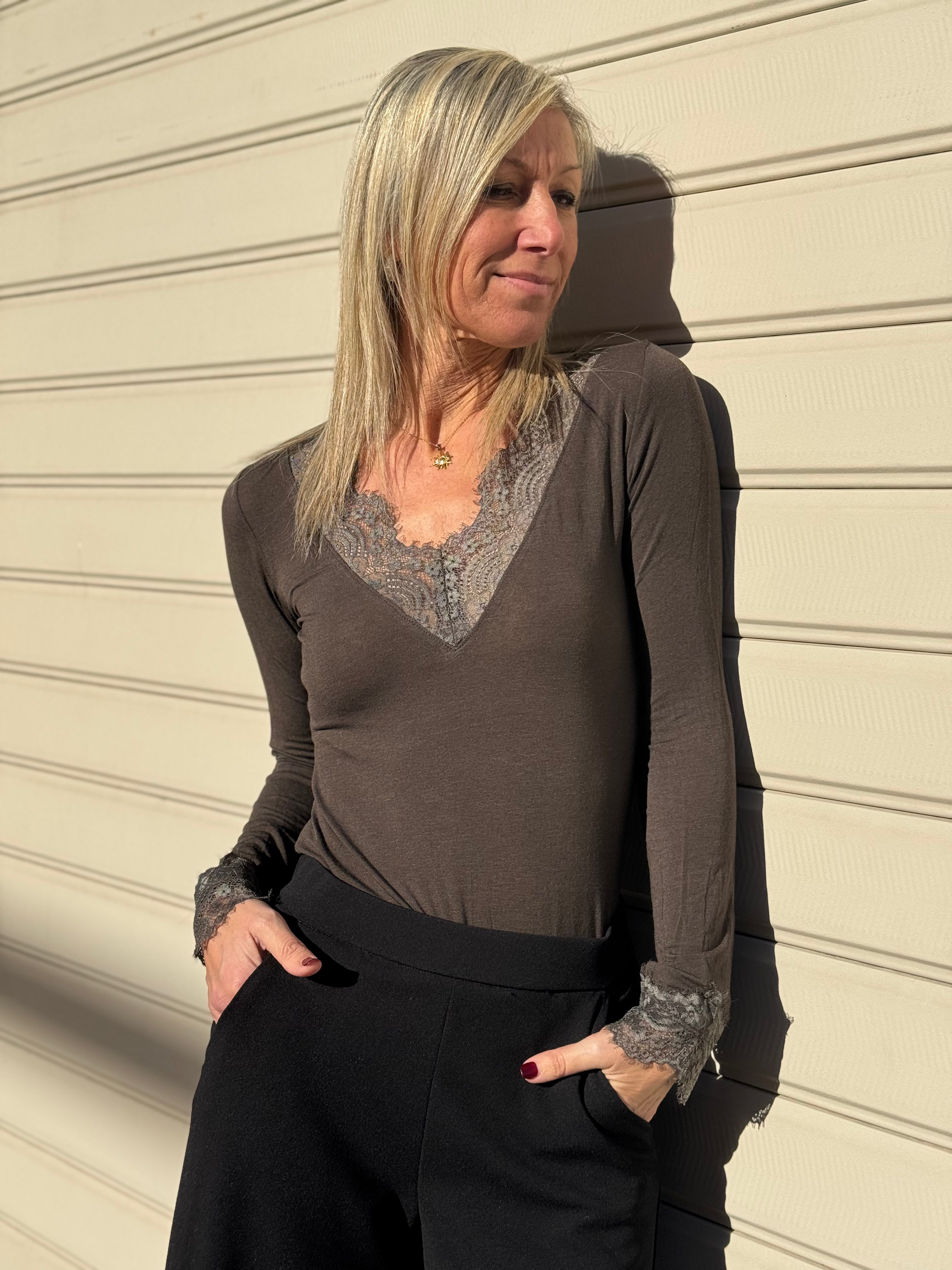 Maglia pizzo cashmere