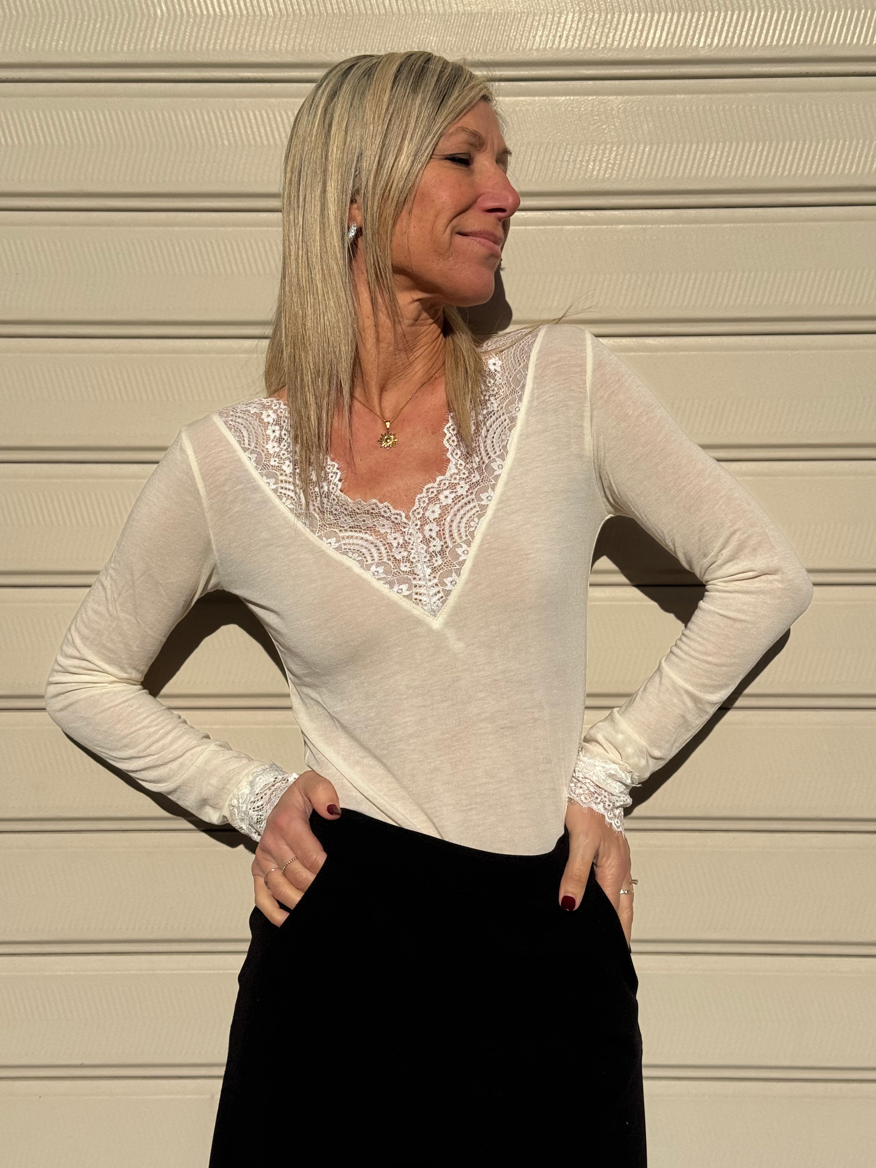 Maglia pizzo cashmere