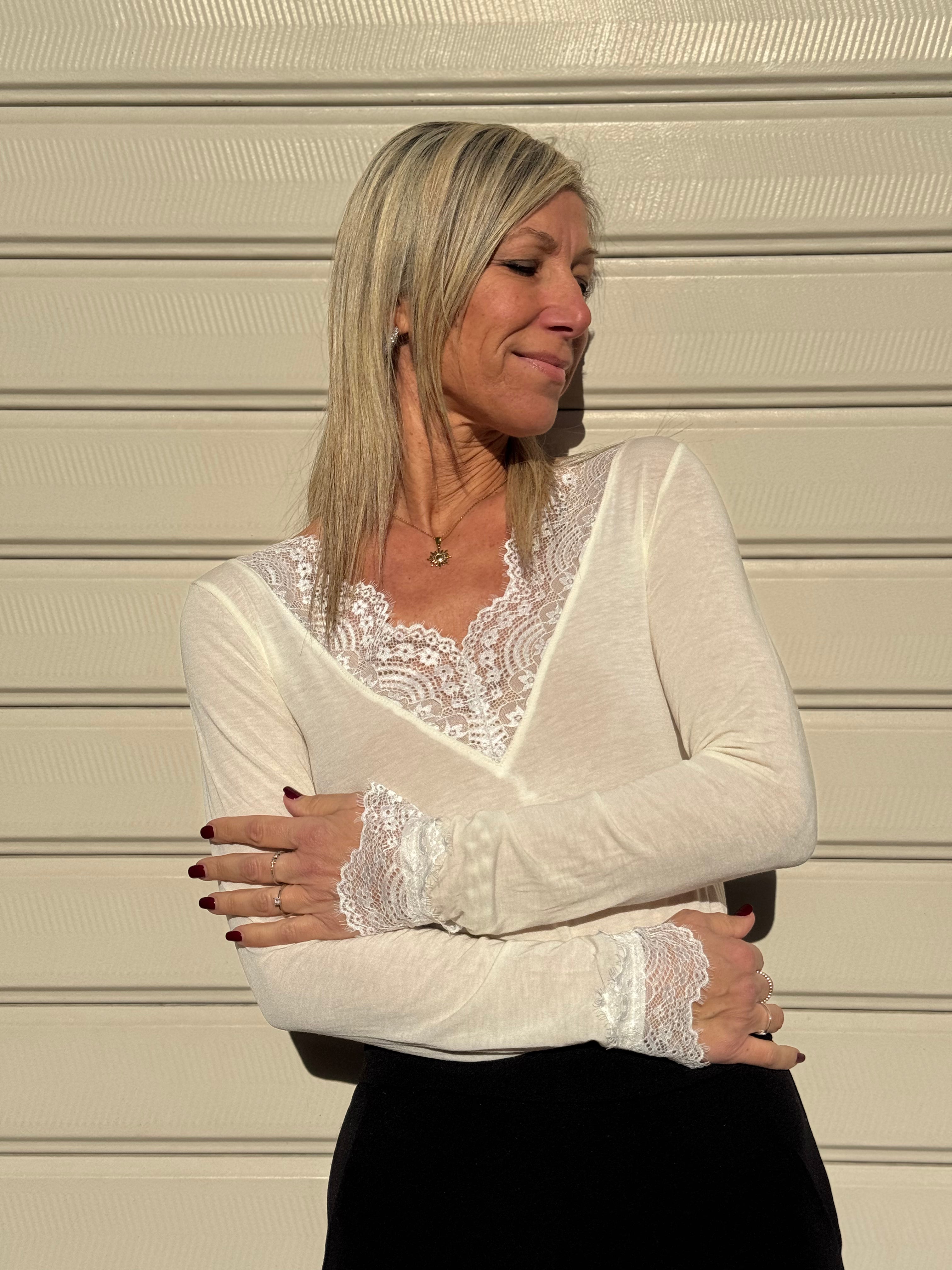 Maglia pizzo cashmere