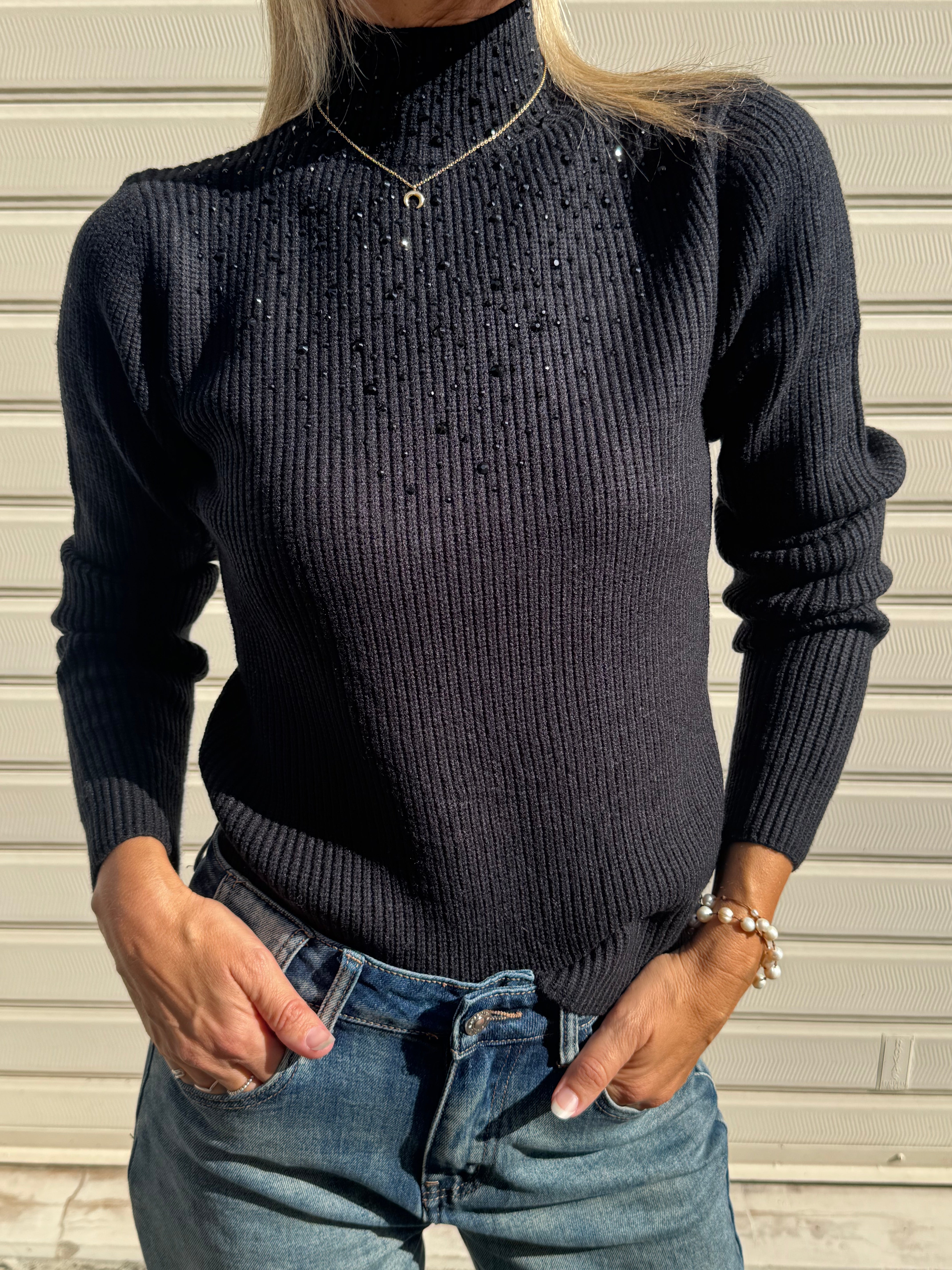 Lupetto strass costine Artigli
