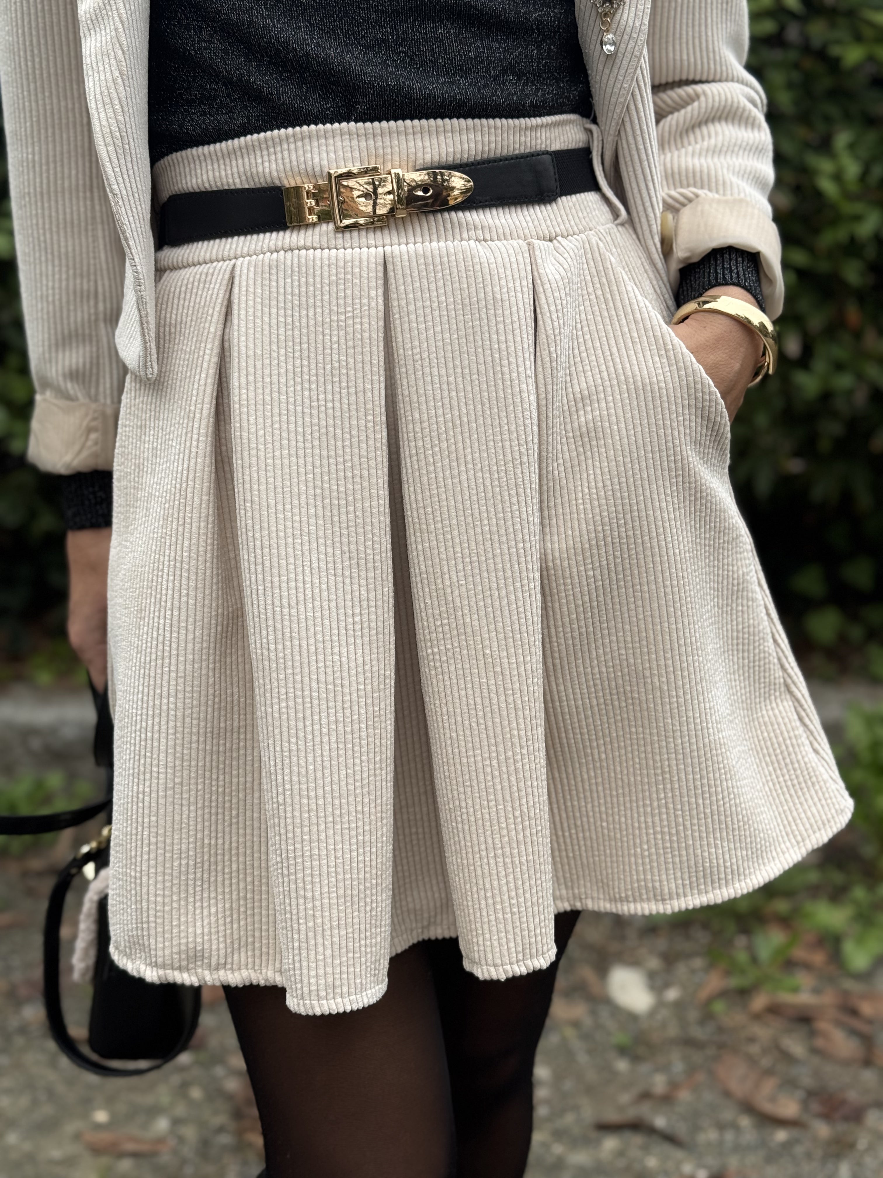 Outfit Velluto Panna · Blazer+Gonna+Dolcevita